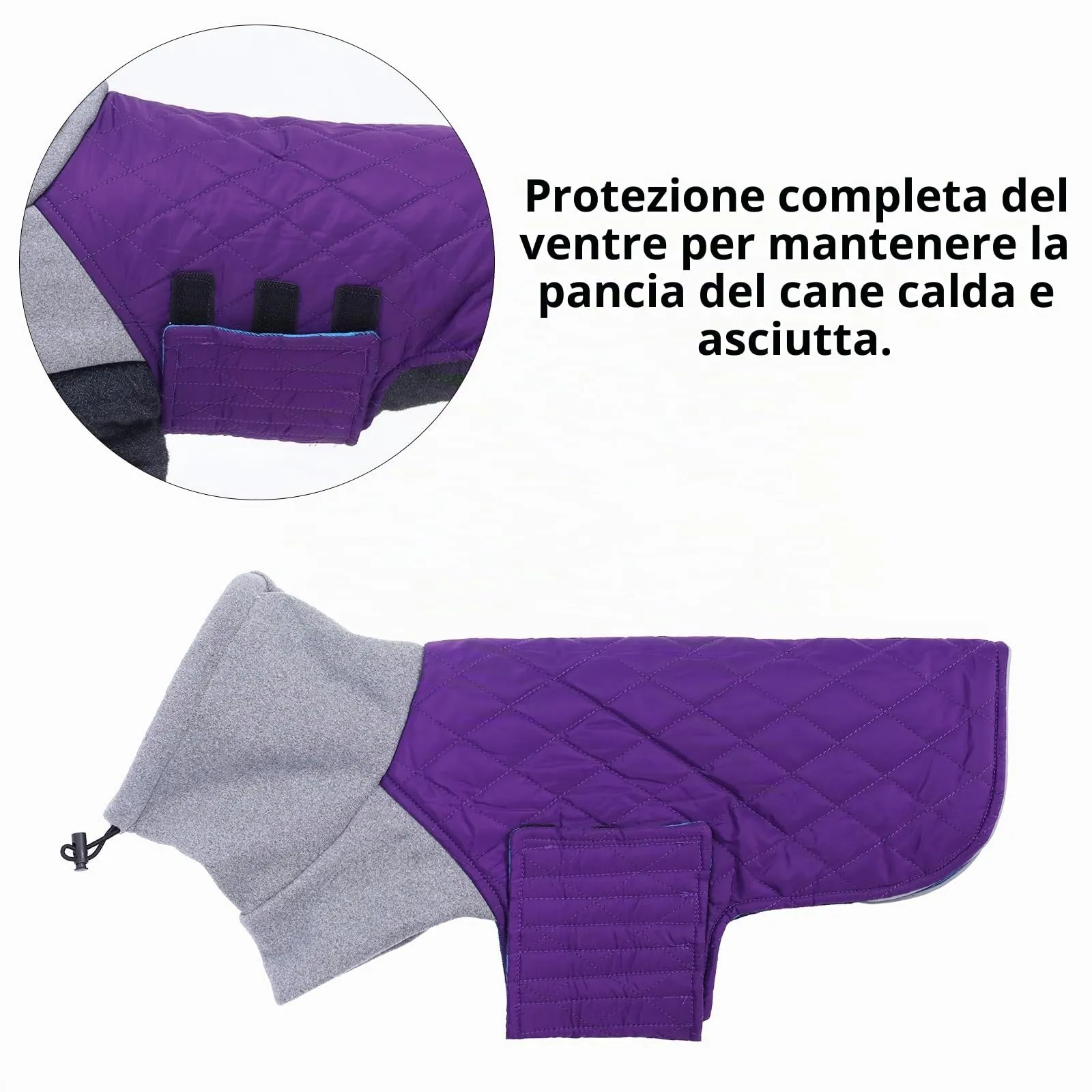 Geyecete Cappotto Invernale Impermeabile e Antivento per Bassotti, Viola - M - immagine 3