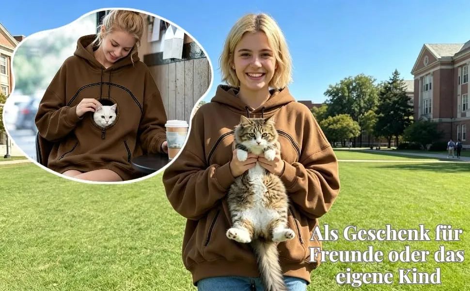 Generico Felpa con Cappuccio e Tasca per Gatti e Cani Piccoli - immagine 3