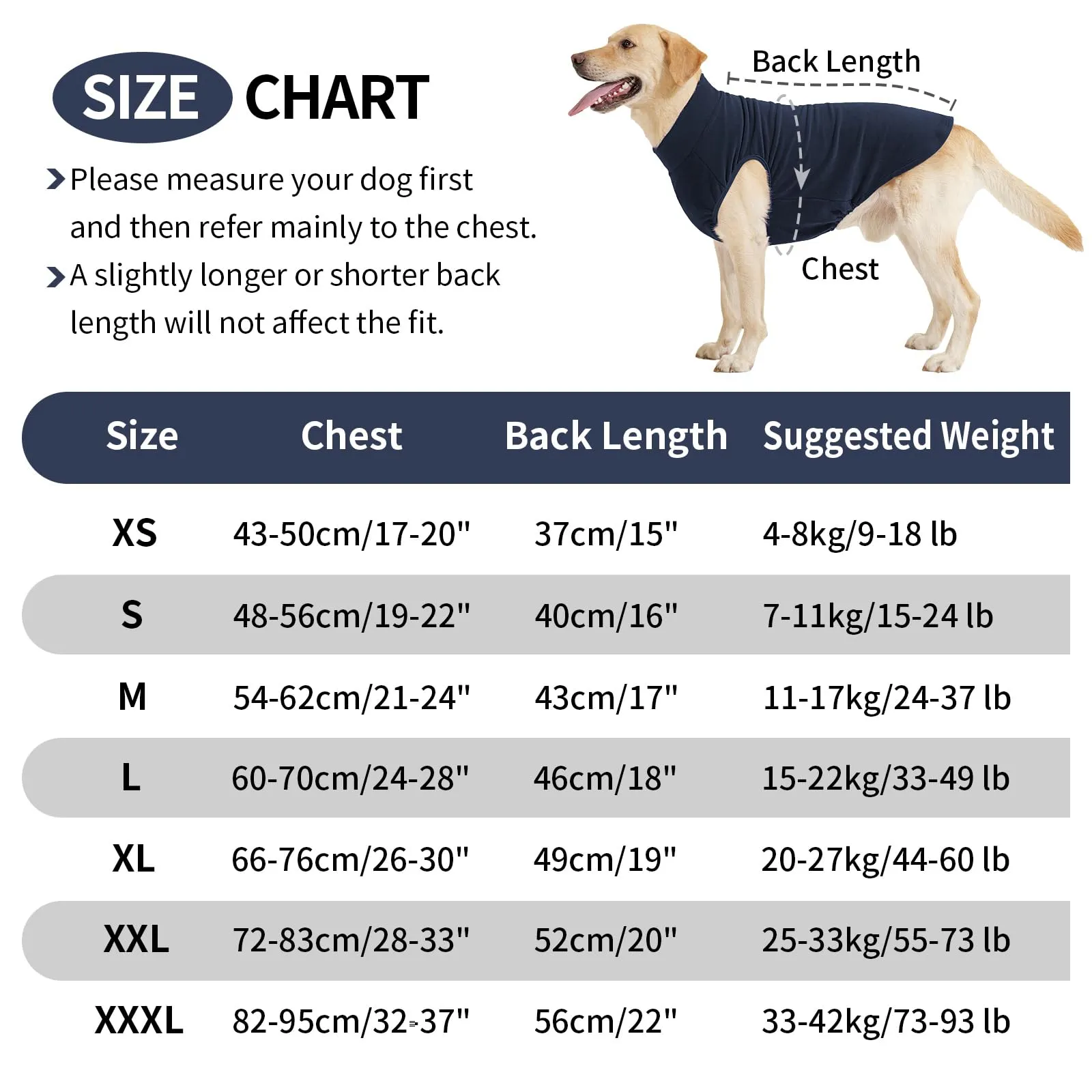 HEYWEAN Maglione in pile per cani, Cappotto invernale elasticizzato, Blu Marina, XL - immagine 2