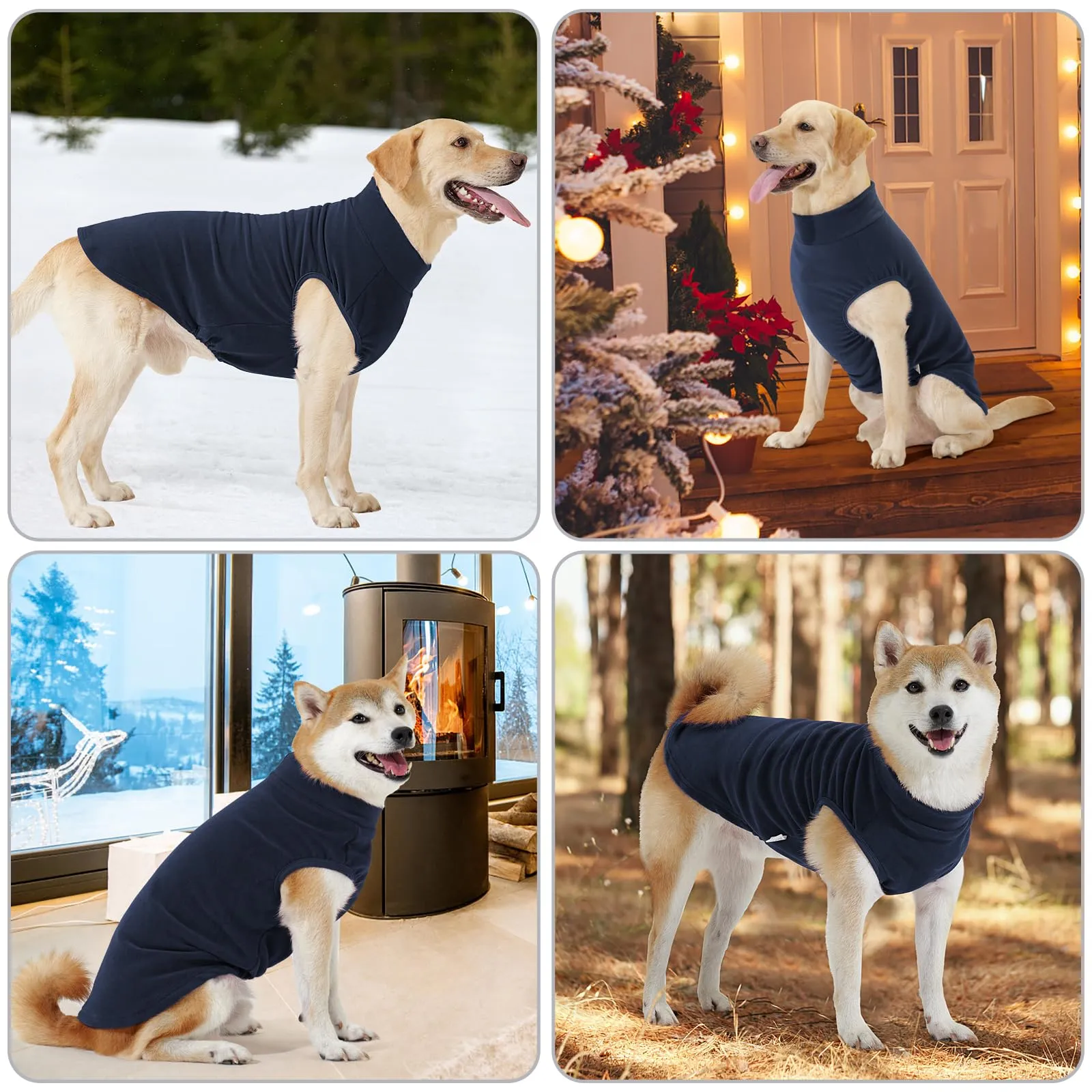 HEYWEAN Maglione in pile per cani, Cappotto invernale elasticizzato, Blu Marina, XL - immagine 7