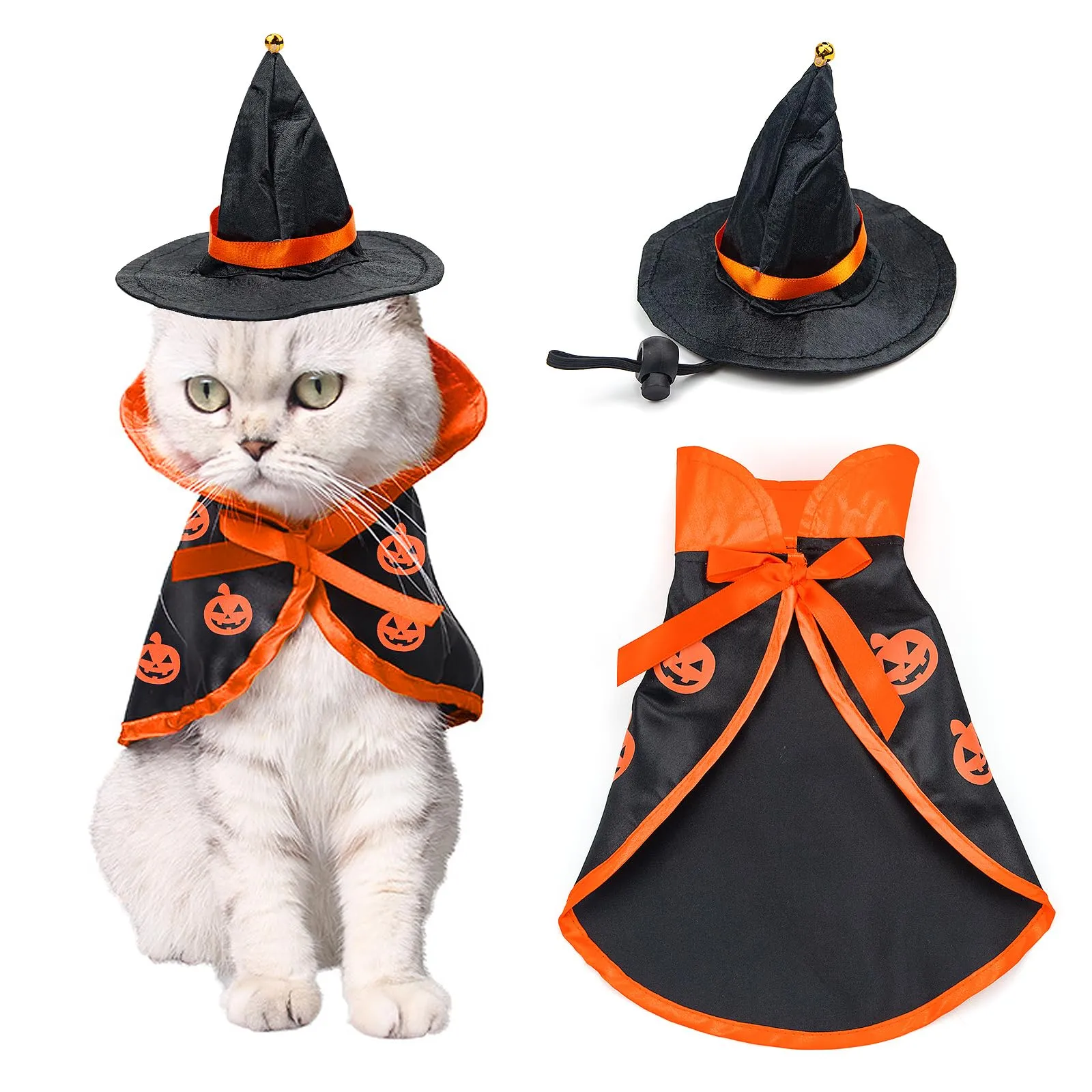Leikedun Halloween Vampire Costume for Dogs and Cats with Witch Hat, Small - immagine 1