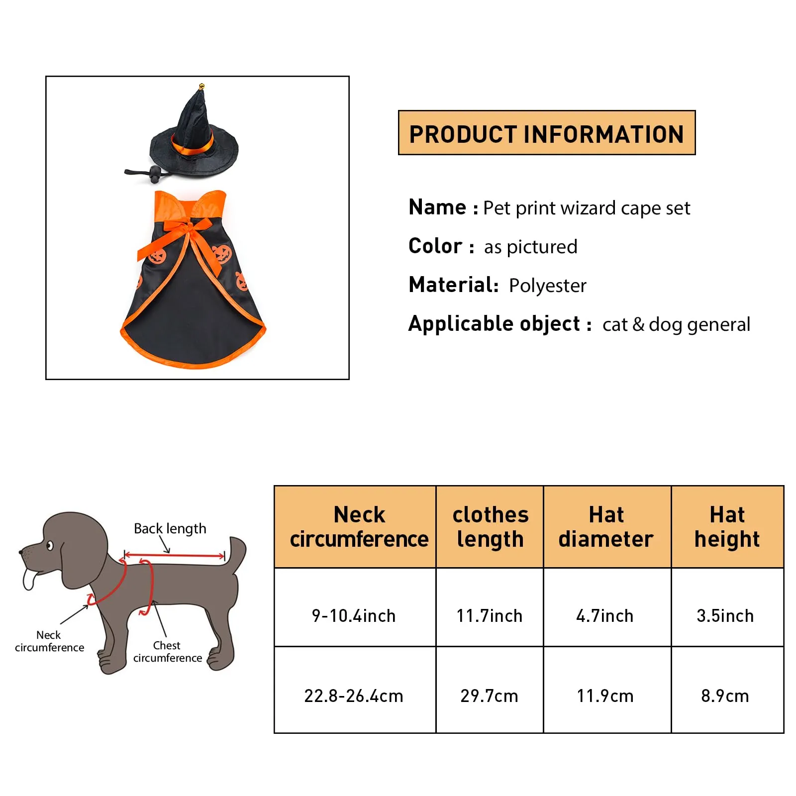 Leikedun Halloween Vampire Costume for Dogs and Cats with Witch Hat, Small - immagine 2