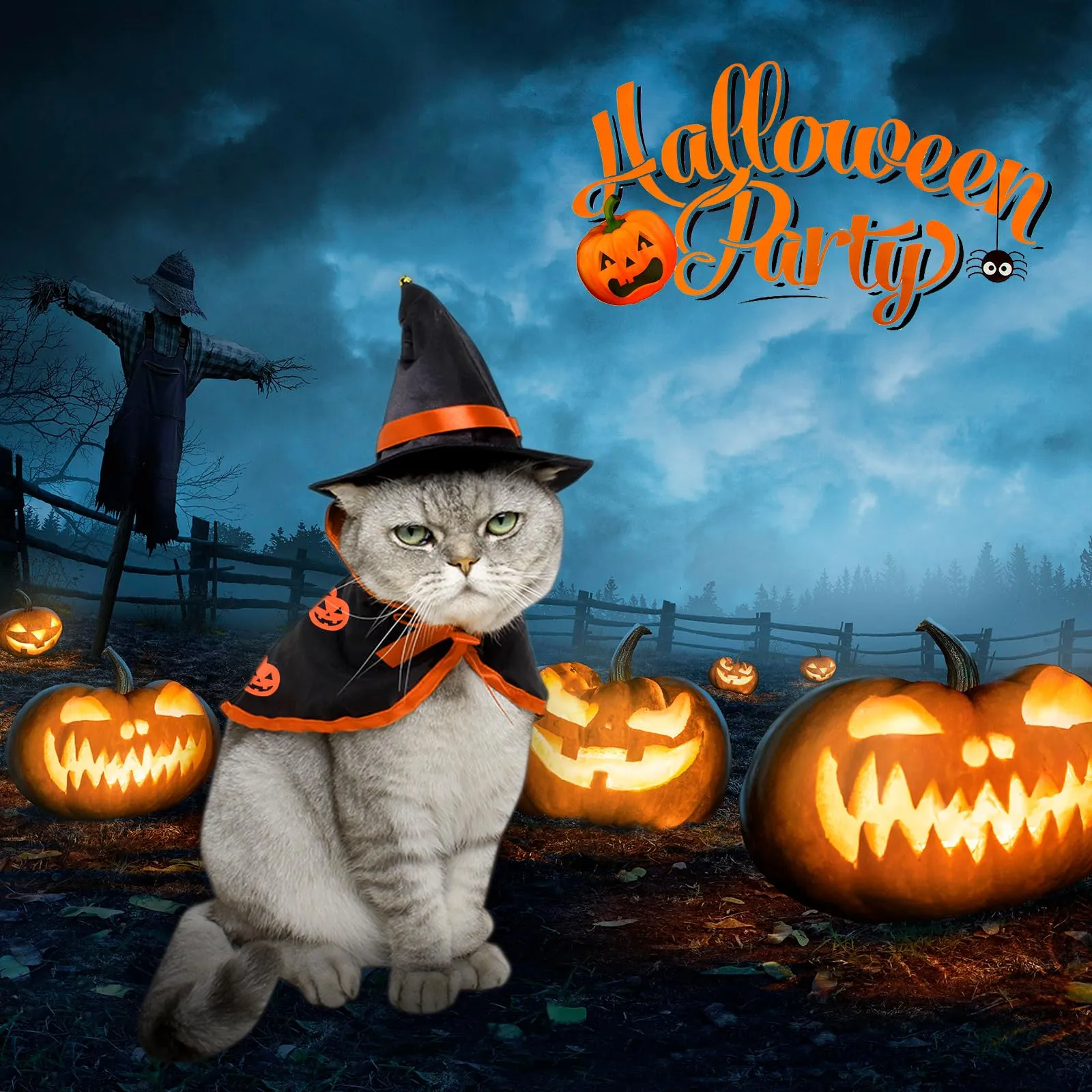 Leikedun Halloween Vampire Costume for Dogs and Cats with Witch Hat, Small - immagine 6