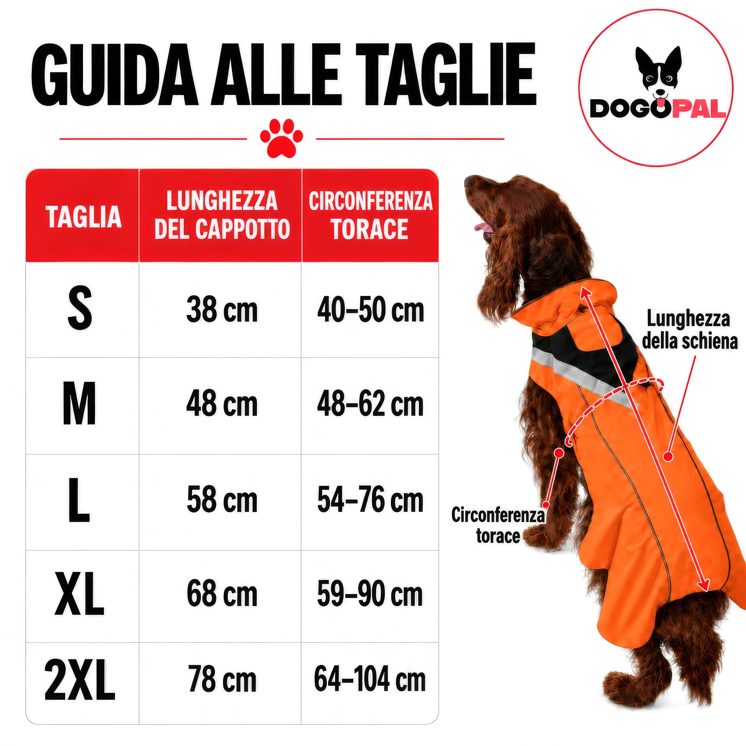 DOGOPAL Cappotto Impermeabile per Cani 2in1 All Weather con Fodera in Pile Rimovibile e Catarifrangente (Arancione, L) - immagine 6