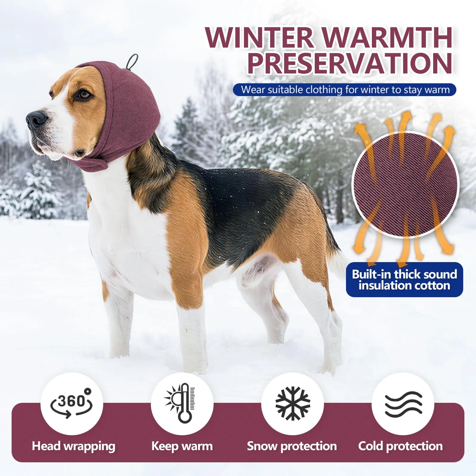 Duuclume Paraorecchie Calmanti per Cani, Copertura Regolabile Anti-Ansia e Rumore (Red, M) - immagine 6