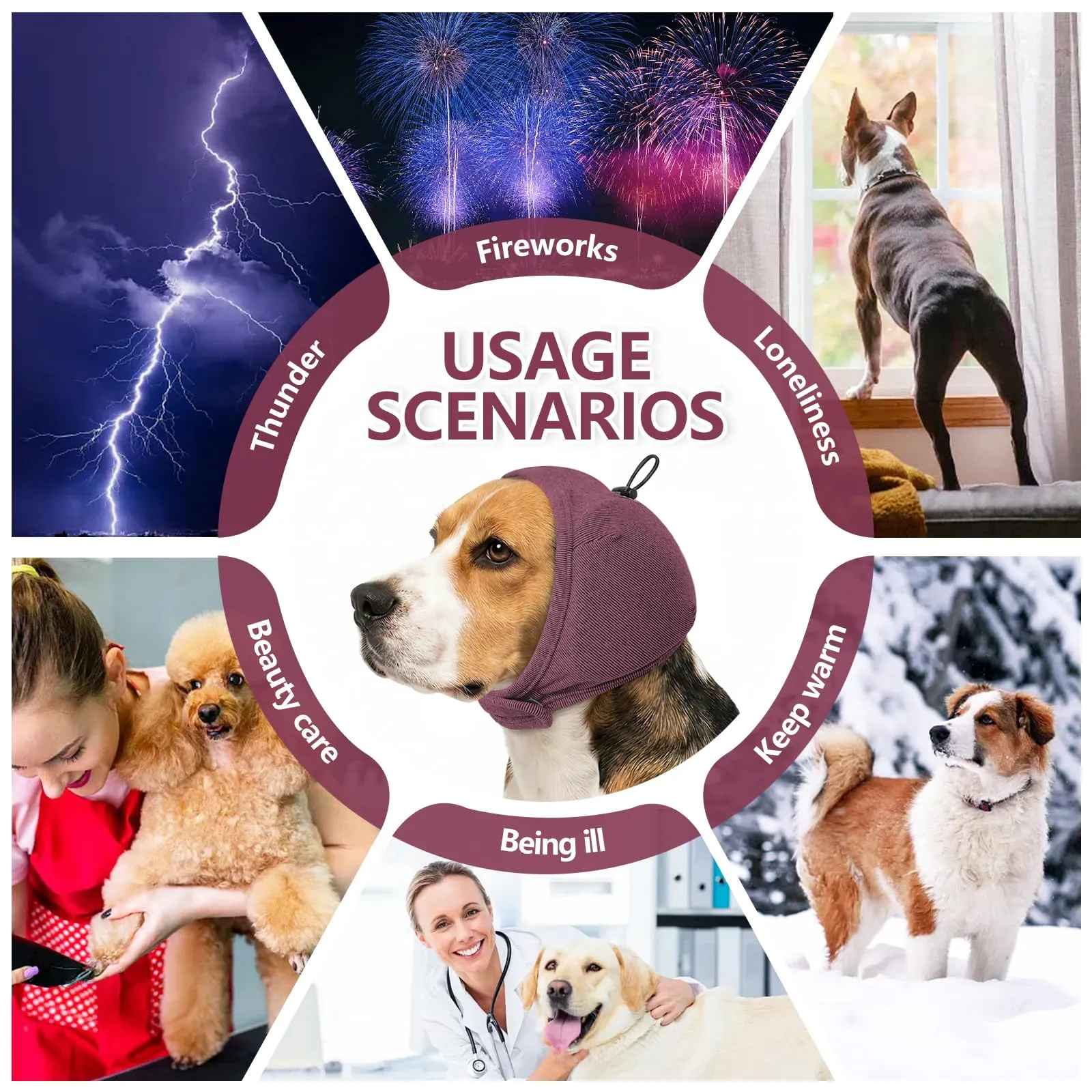 Duuclume Paraorecchie Calmanti per Cani, Copertura Regolabile Anti-Ansia e Rumore (Red, M) - immagine 7