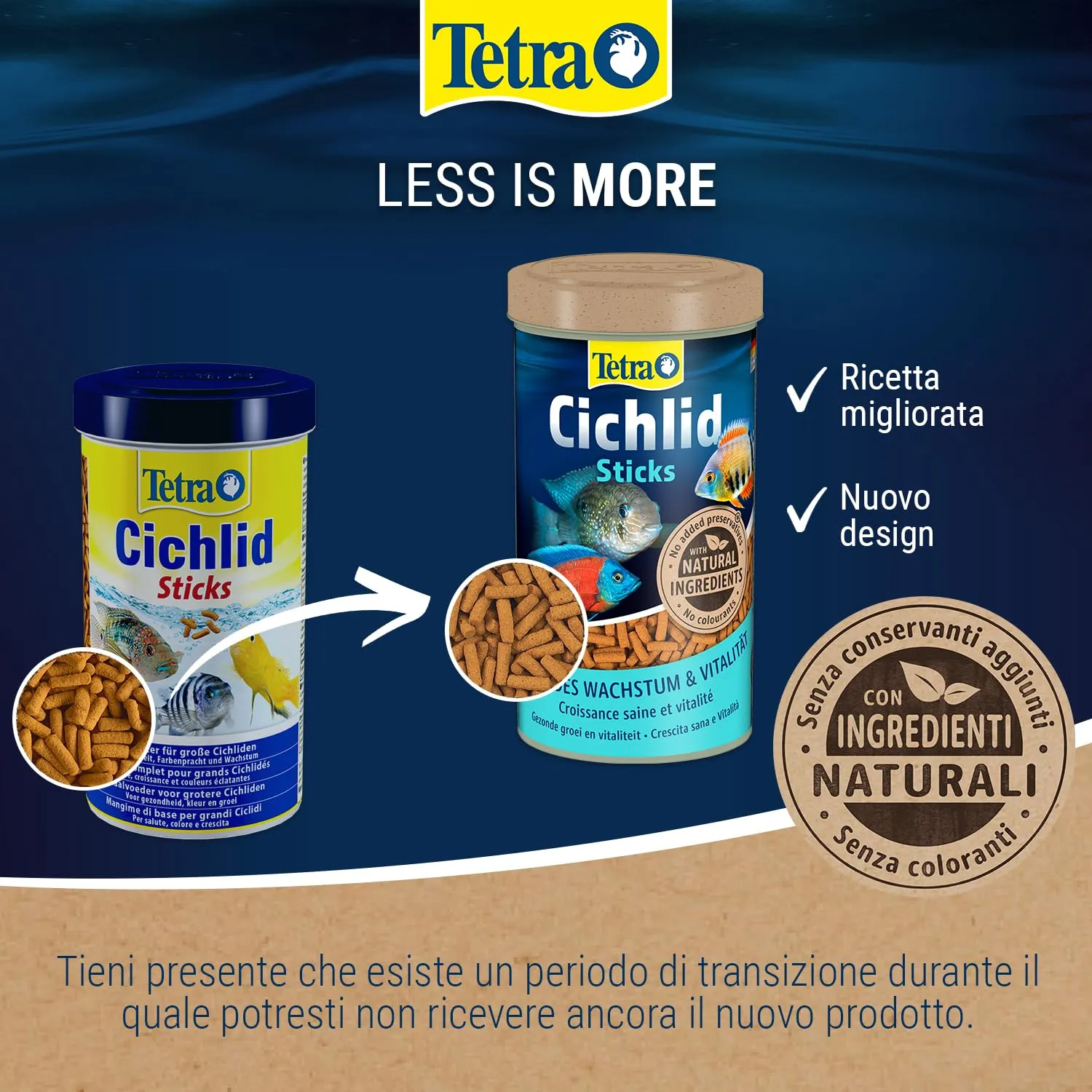 Tetra Cichlid Sticks Mangime per Ciclidi e Pesci Ornamentali Grandi, Bastoncini Galleggianti, 500 ml - immagine 2