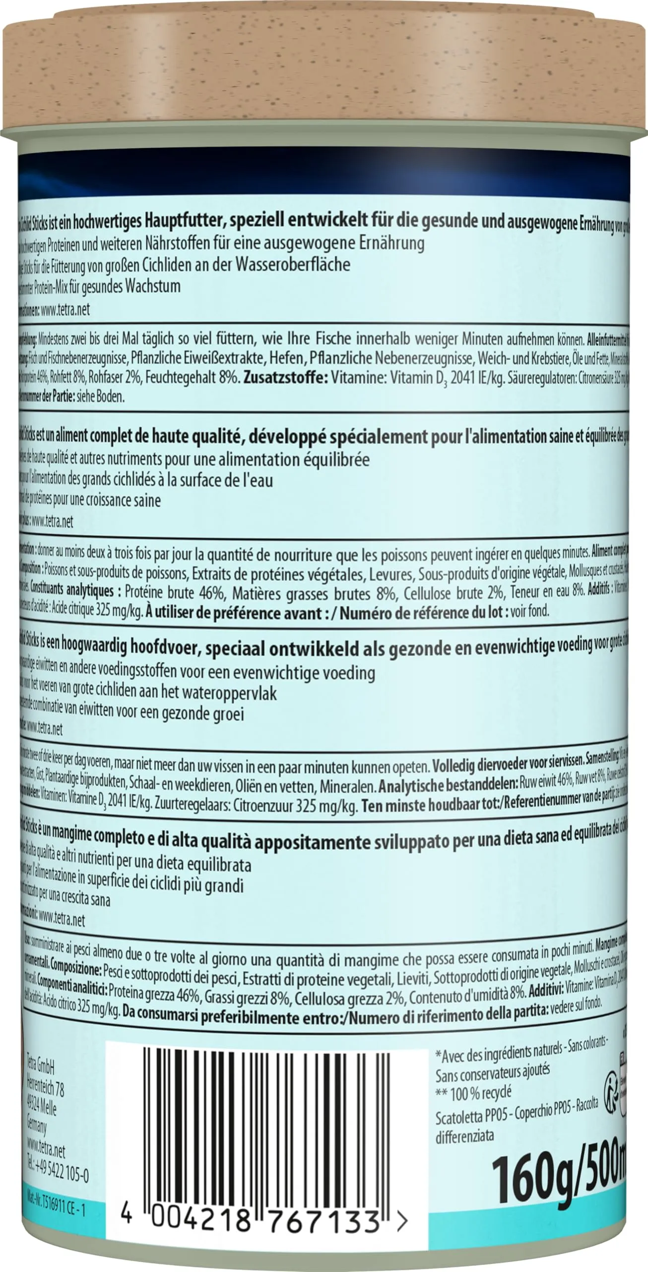 Tetra Cichlid Sticks Mangime per Ciclidi e Pesci Ornamentali Grandi, Bastoncini Galleggianti, 500 ml - immagine 11