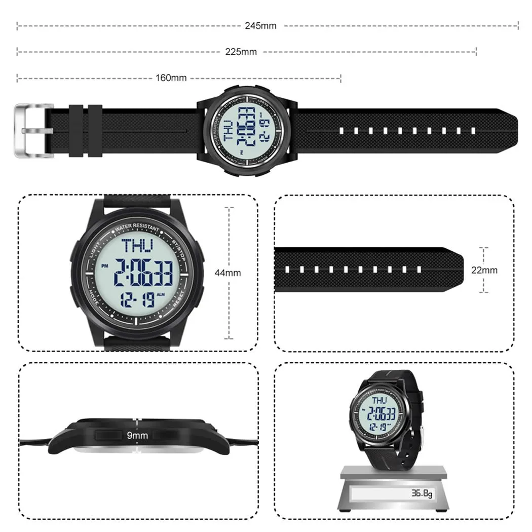 WIFORT Orologio Digitale Sportivo Unisex Impermeabile 5ATM con LED, Cronometro, Sveglia e Timer, Ultra-sottile AW02 - immagine 5