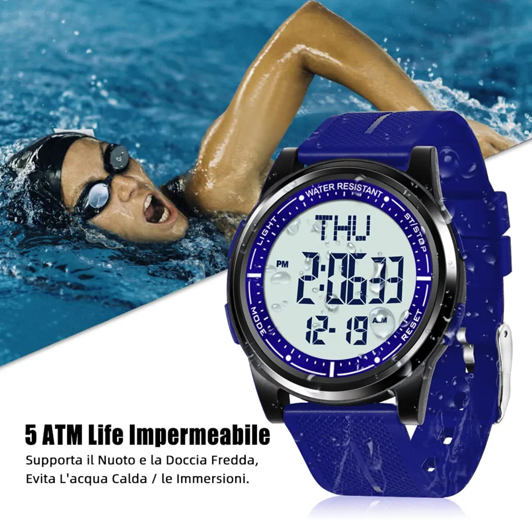 WIFORT Orologio Digitale da Polso Sportivo Impermeabile 5ATM AW02 Unisex - immagine 2