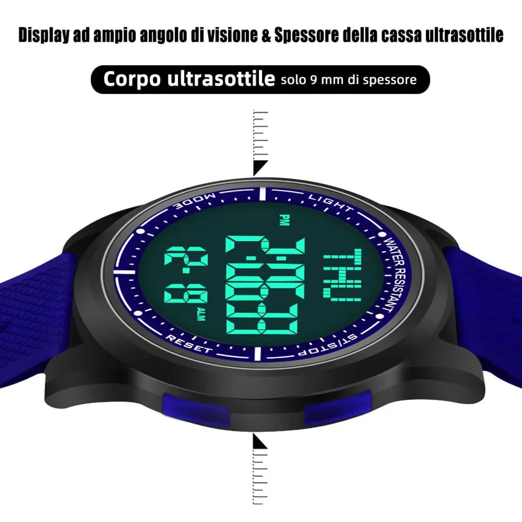 WIFORT Orologio Digitale da Polso Sportivo Impermeabile 5ATM AW02 Unisex - immagine 4