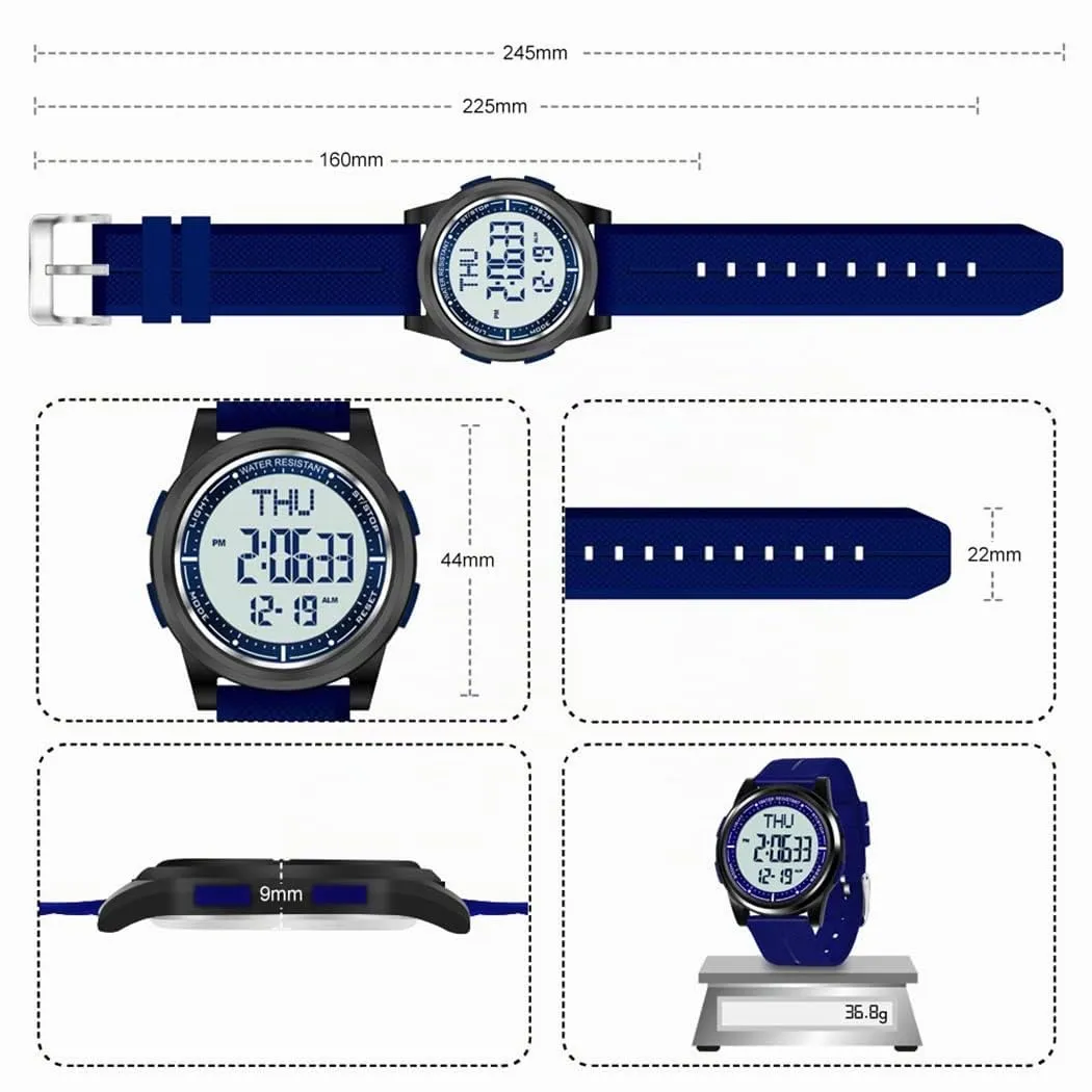 WIFORT Orologio Digitale da Polso Sportivo Impermeabile 5ATM AW02 Unisex - immagine 5