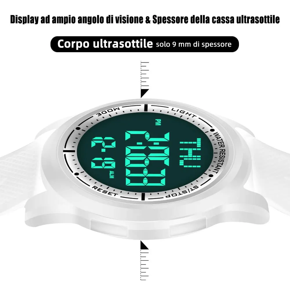 WIFORT Orologio Digitale Sportivo Impermeabile 5ATM Unisex AW02 - immagine 4