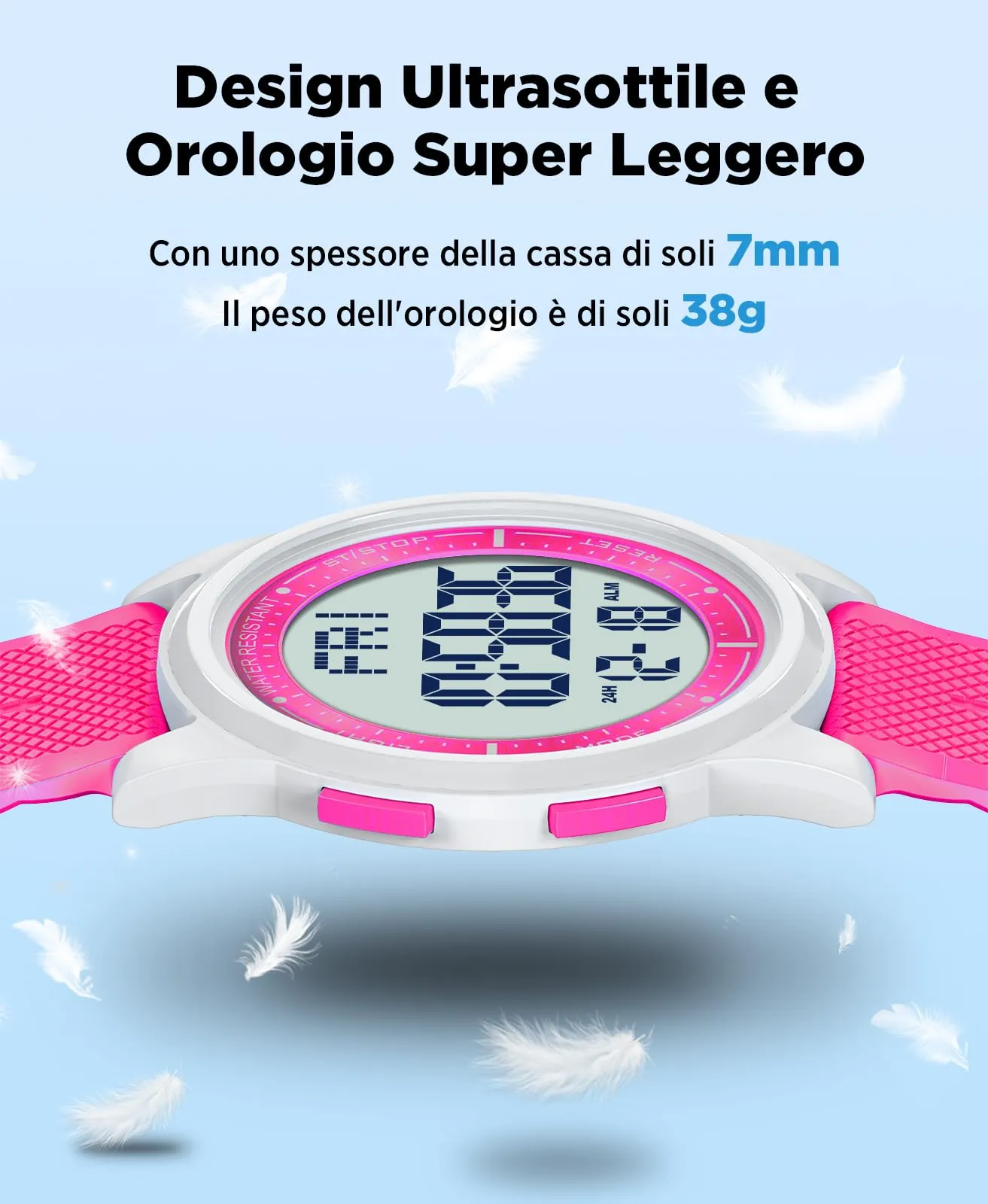 WIFORT Orologio Digitale Sportivo Unisex Impermeabile 5ATM AW02 - immagine 7