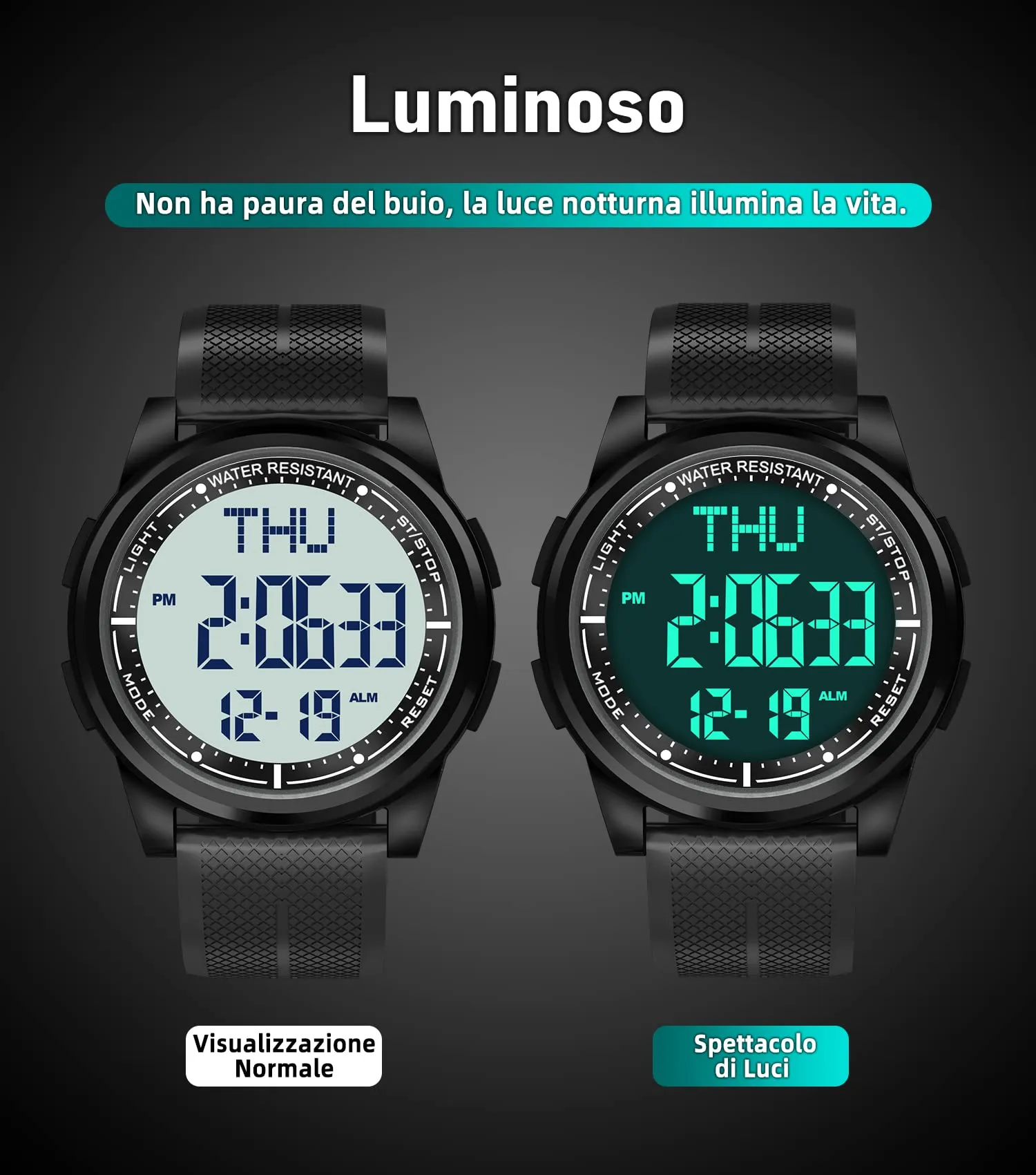 WIFORT Metal Digital Watch for Men and Women, 5ATM Waterproof, Chronograph, Countdown, Alarm, Dual Time Zone, Ultra Slim - immagine 4