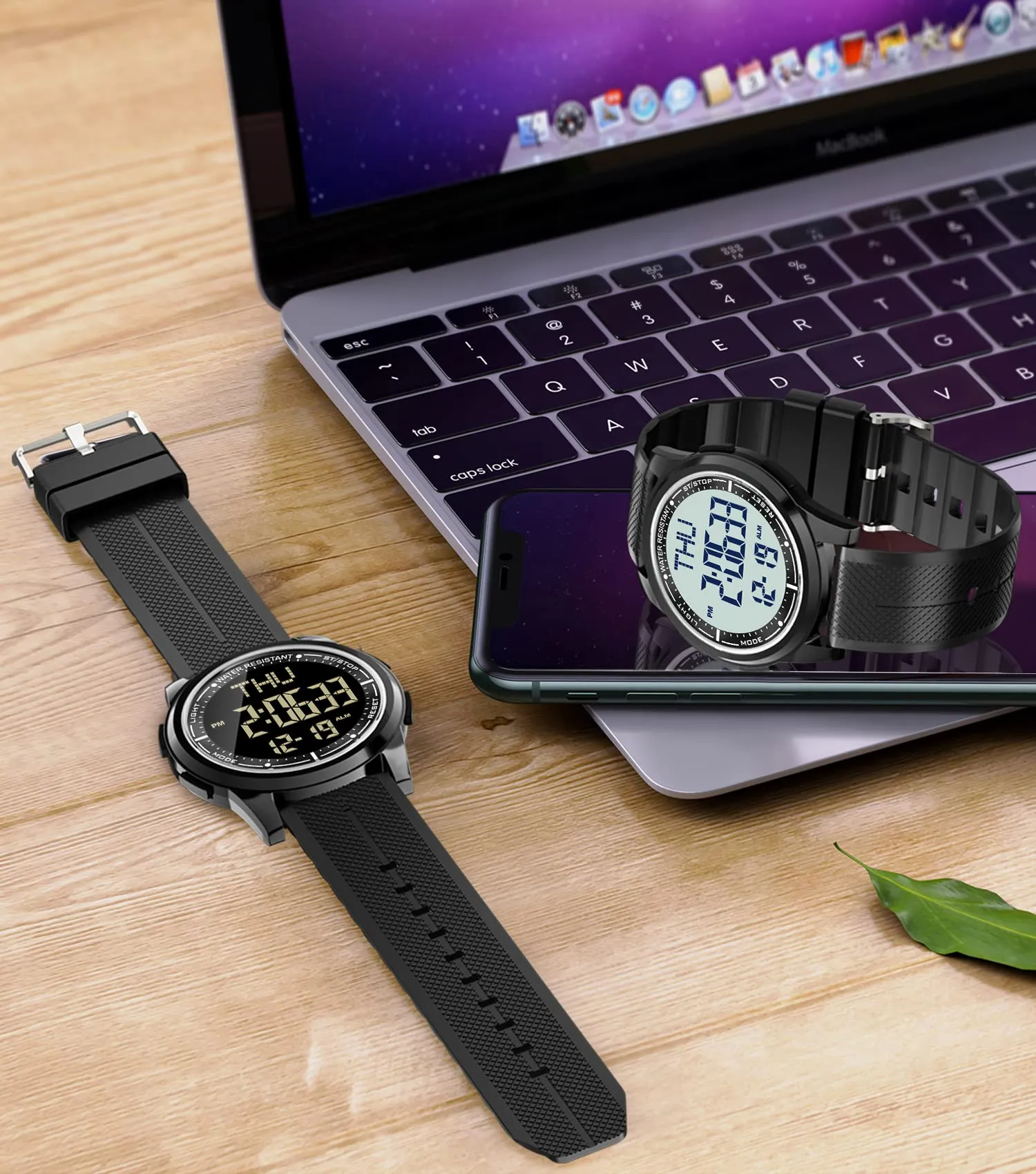 WIFORT Metal Digital Watch for Men and Women, 5ATM Waterproof, Chronograph, Countdown, Alarm, Dual Time Zone, Ultra Slim - immagine 7