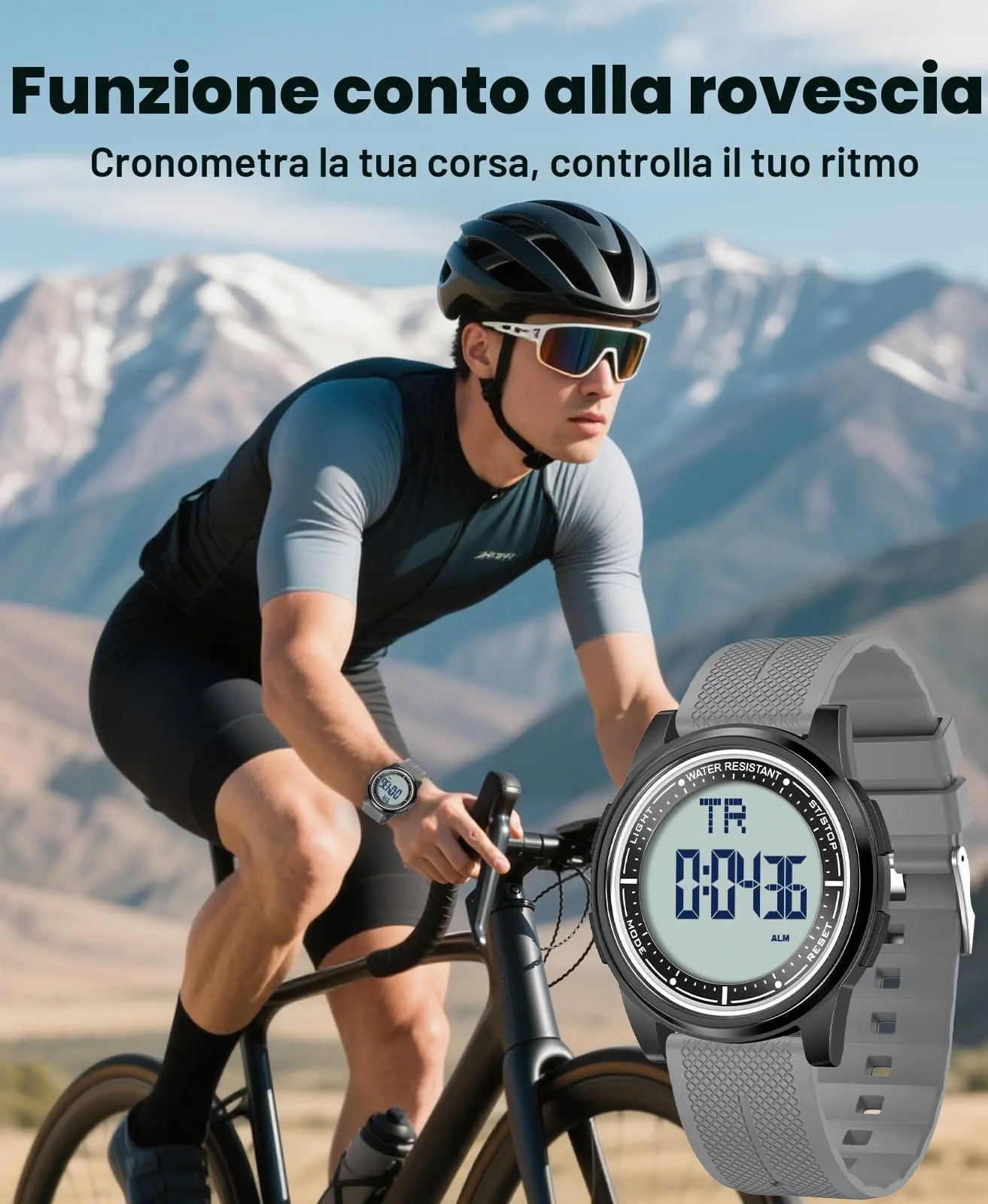 WIFORT Orologio Digitale da Uomo Impermeabile 5 ATM AW02 Sport Militare con Cronometro e Doppio Fuso Orario - immagine 4