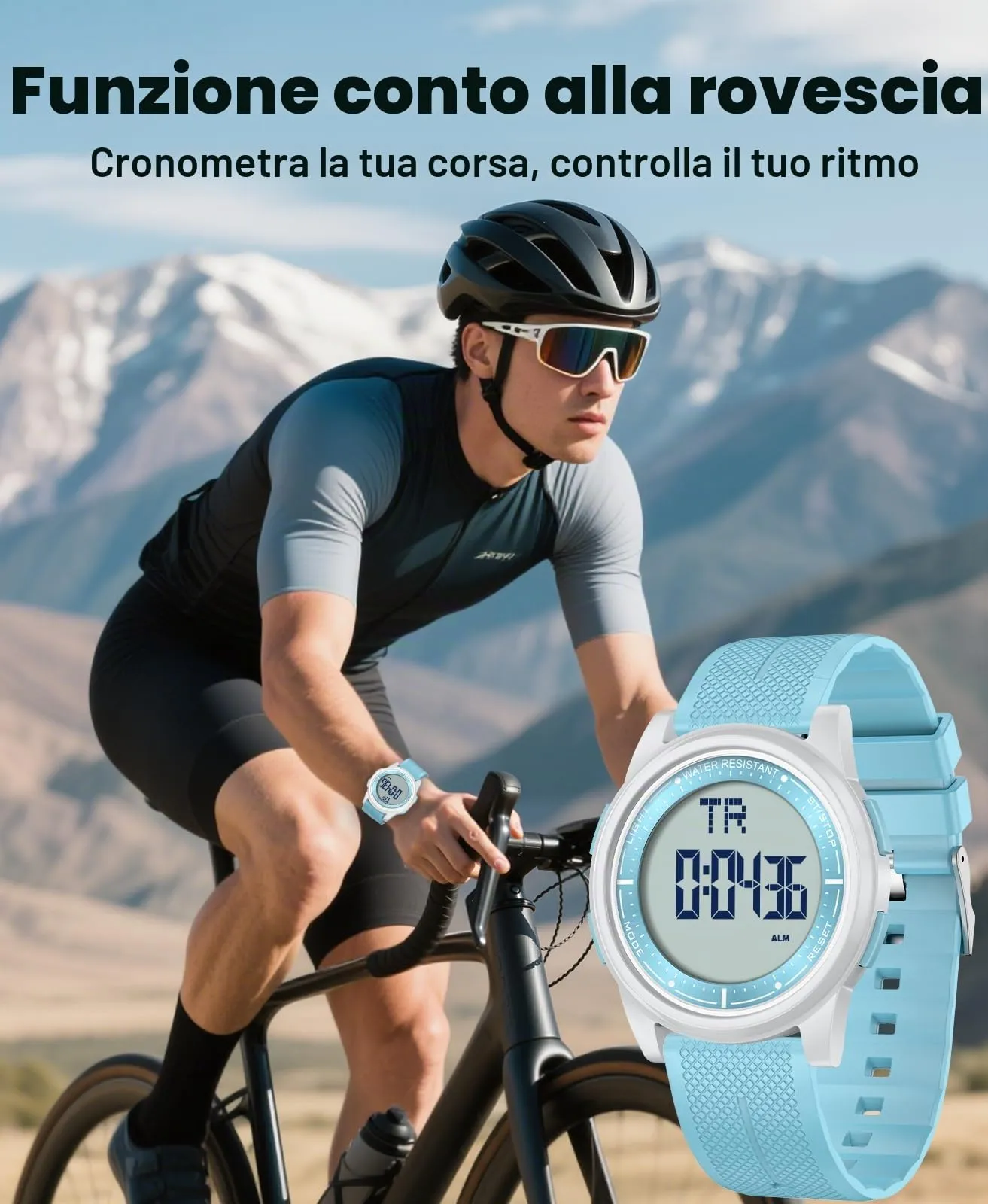 WIFORT Orologio Digitale Sportivo Impermeabile AW02 con Cronometro e Allarme - immagine 4