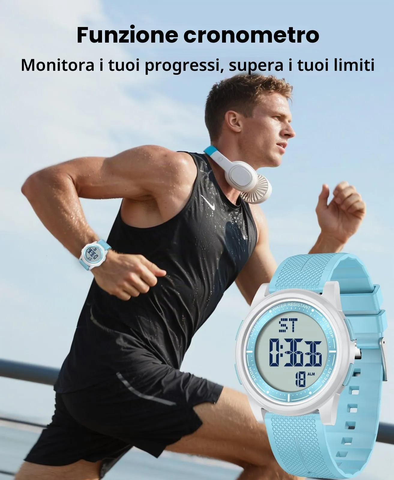 WIFORT Orologio Digitale Sportivo Impermeabile AW02 con Cronometro e Allarme - immagine 5