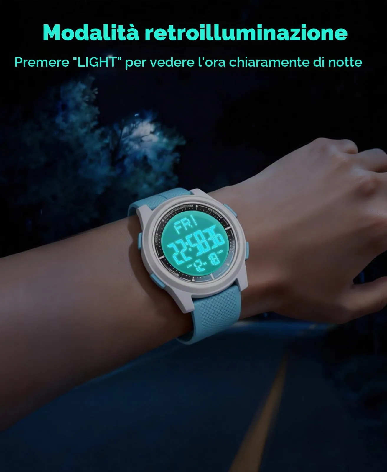 WIFORT Orologio Digitale Sportivo Impermeabile AW02 con Cronometro e Allarme - immagine 6