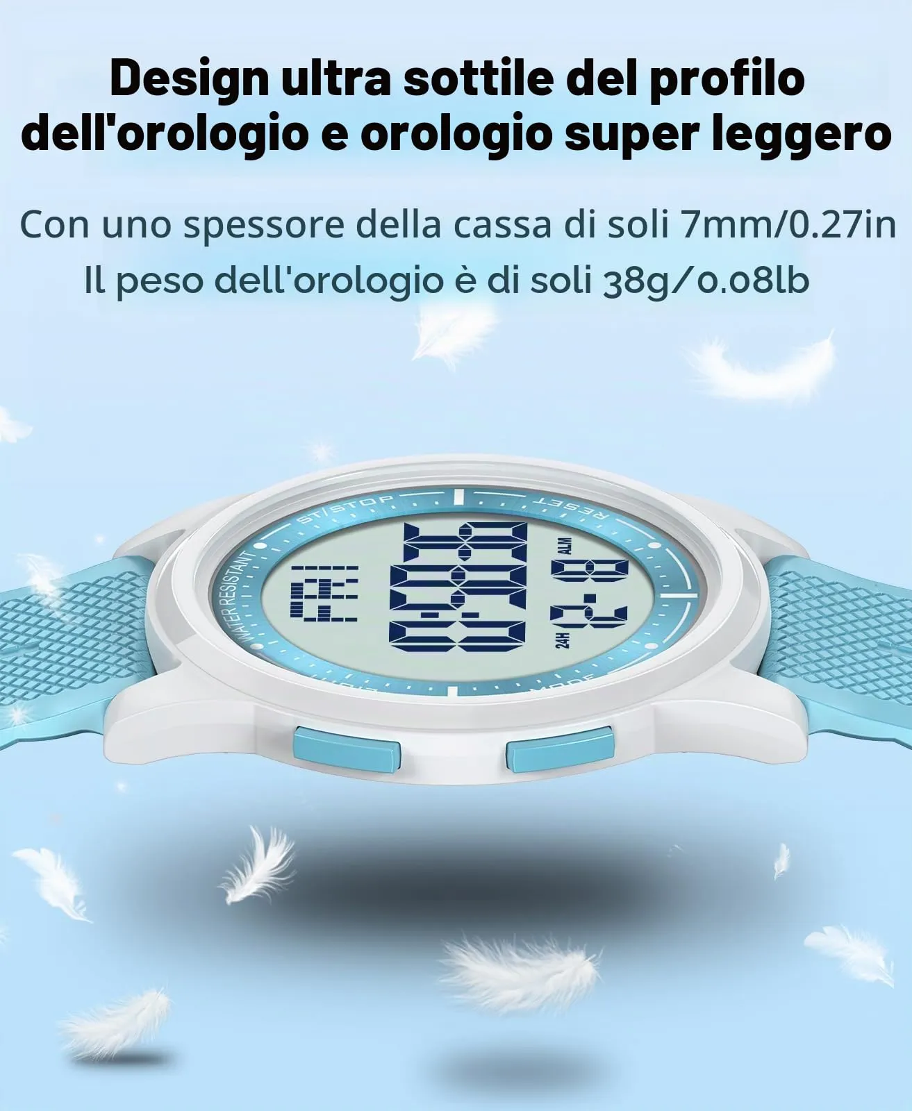 WIFORT Orologio Digitale Sportivo Impermeabile AW02 con Cronometro e Allarme - immagine 7