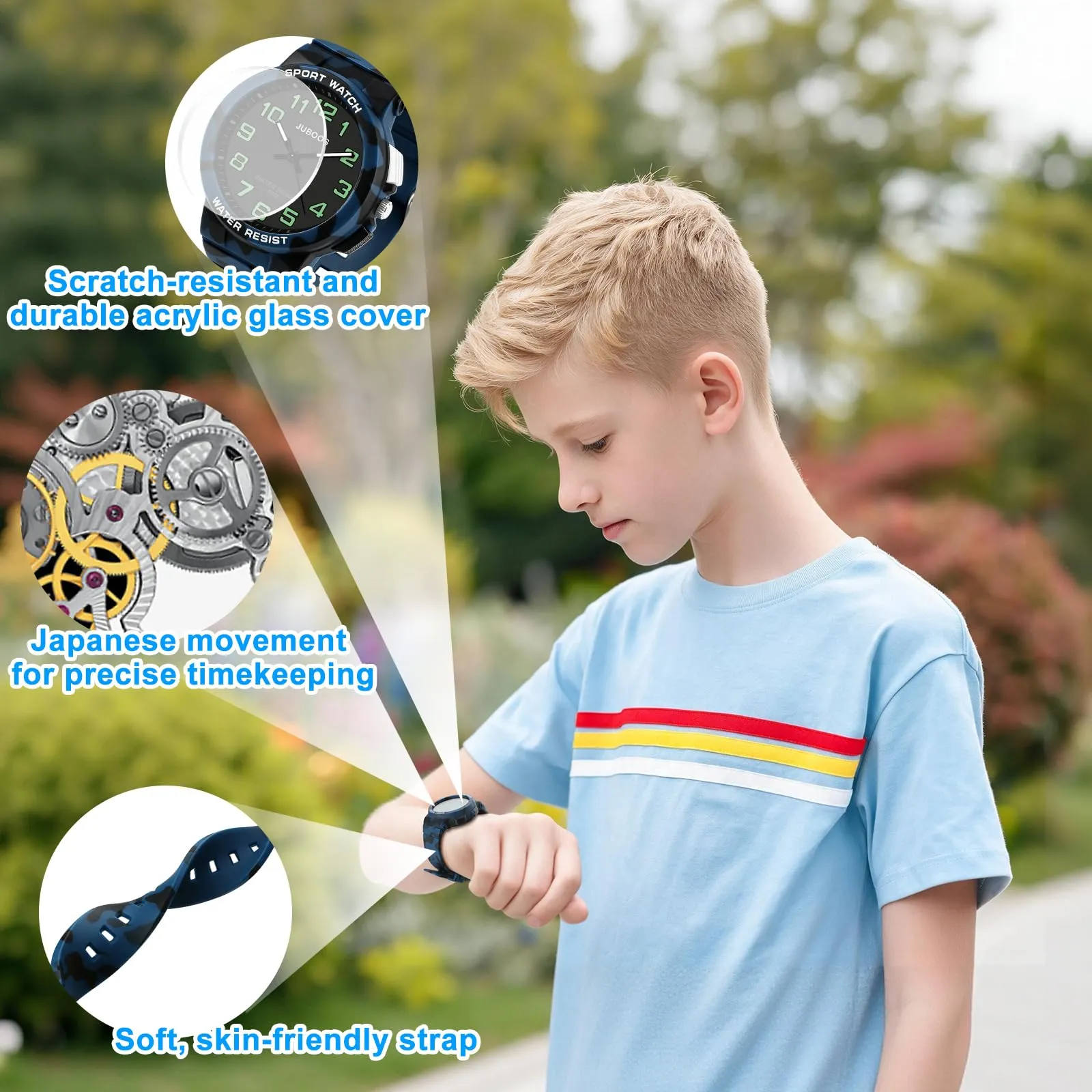 Juboos Orologio Analogico Quarzo Impermeabile per Bambini e Ragazzi 7-15 anni - immagine 6
