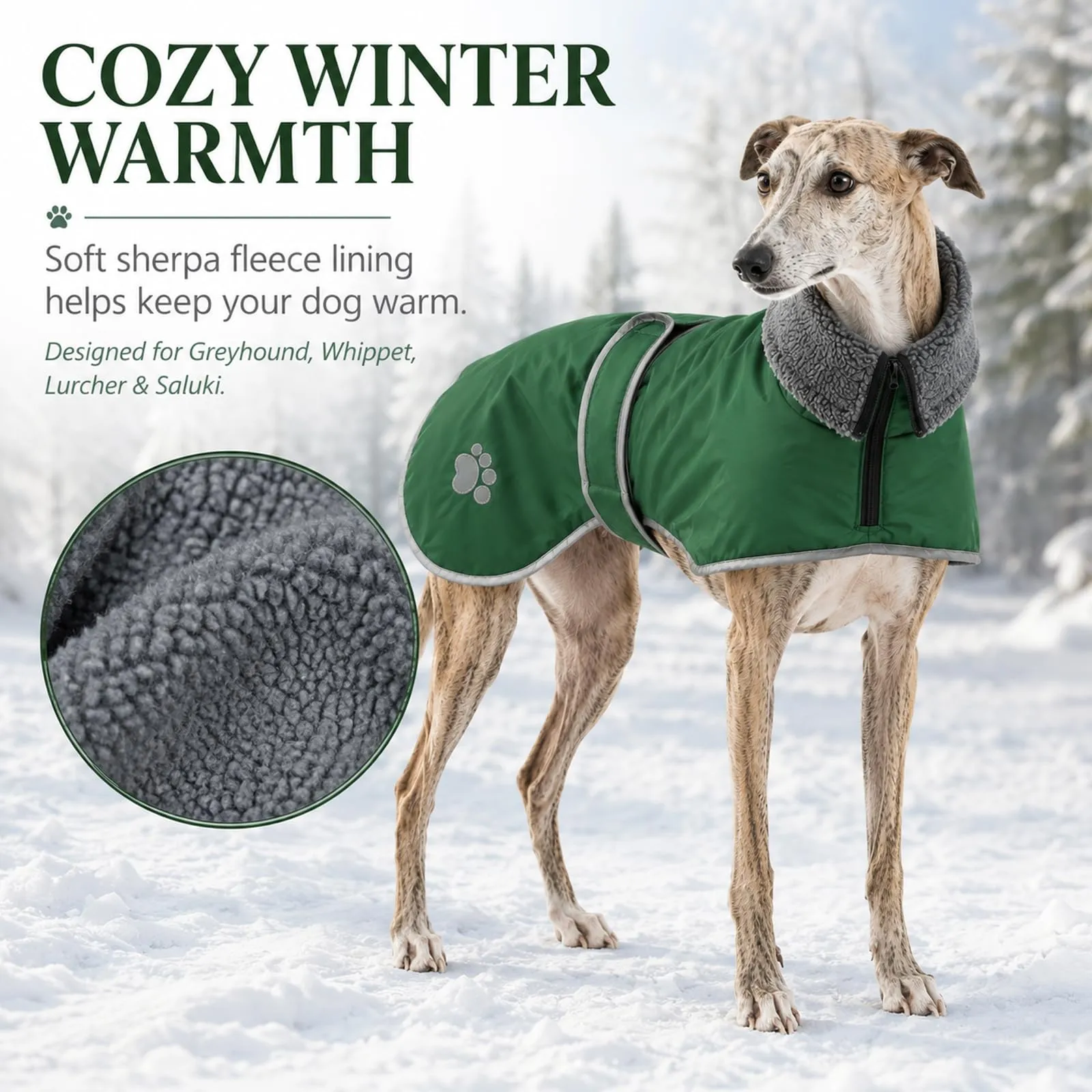 Geyecete Cappotto Impermeabile Invernale per Whippet e Levriero - immagine 7