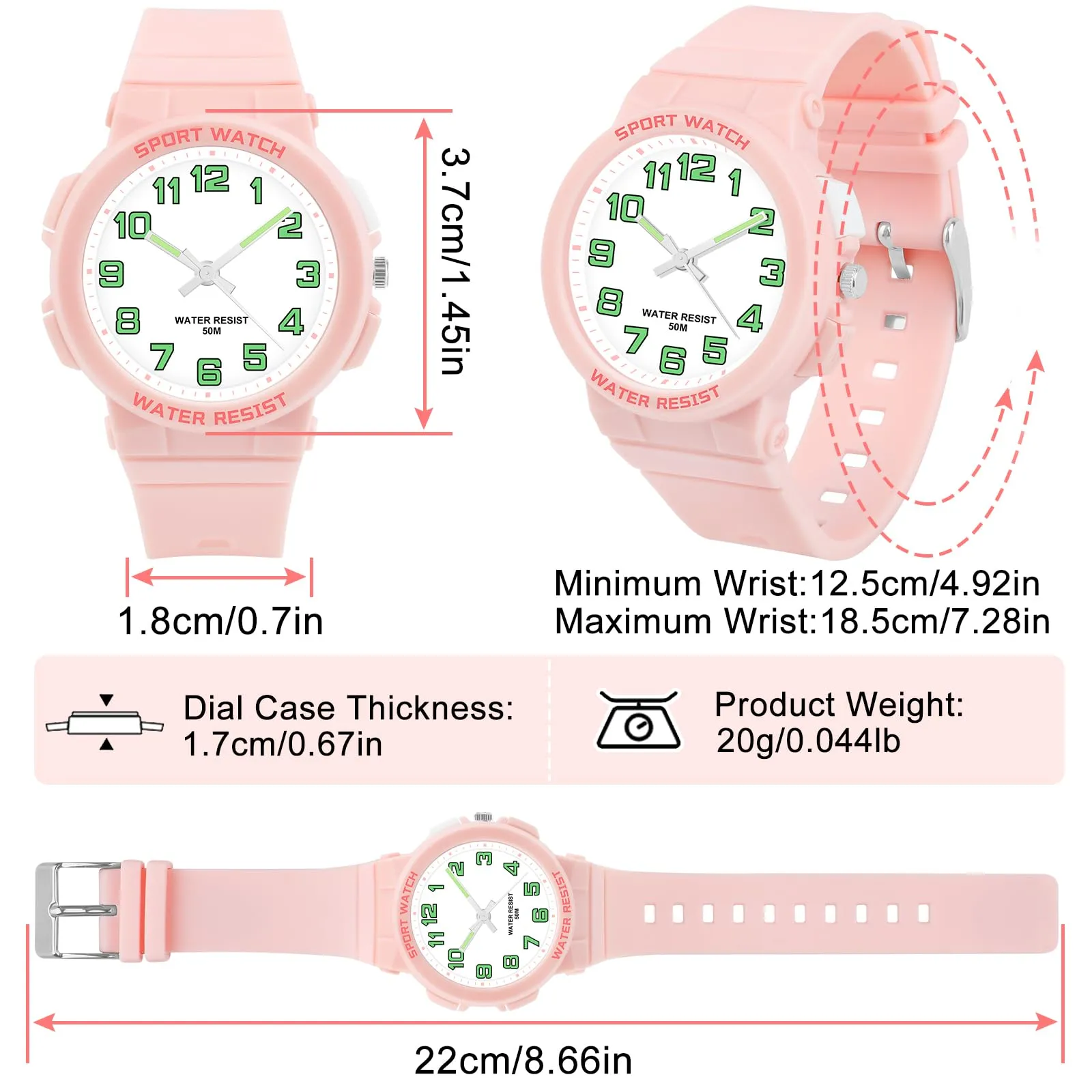 Juboos Orologio Analogico Quarzo Impermeabile 50M con Luce per Bambini e Ragazzi 7-15 anni - immagine 2