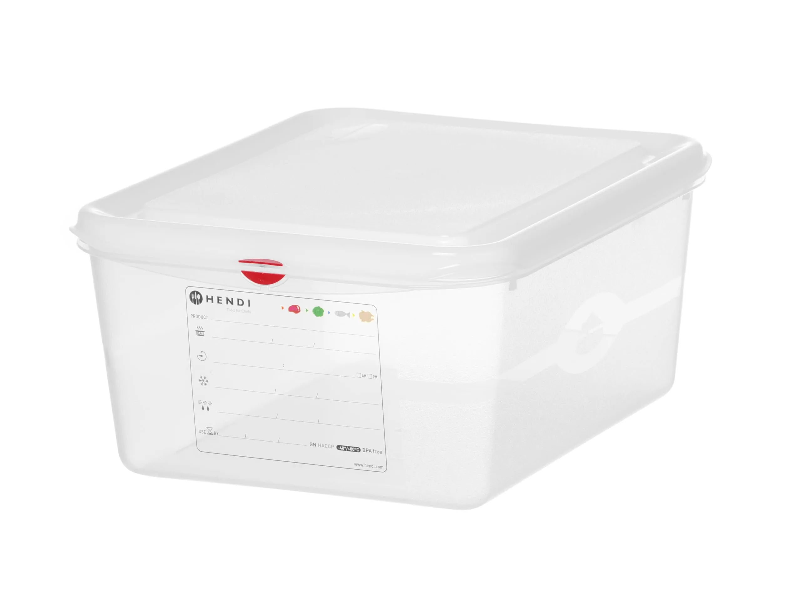 Hendi Contenitore Gastronorm GN 1/2 con coperchio HACCP, 10L, 325x265x150mm, Polipropilene Traslucido - immagine 1