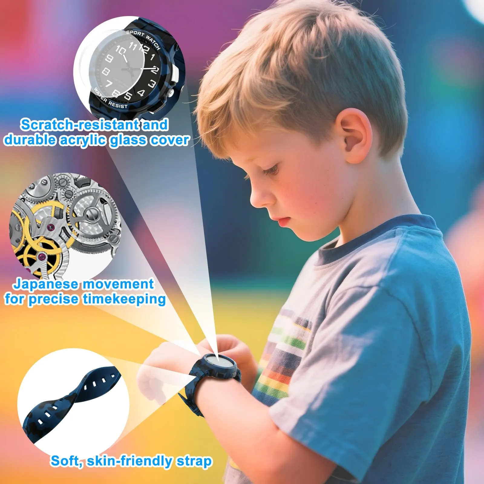 Juboos Orologio Analogico Quarzo Impermeabile per Bambini e Ragazzi 7-15 anni - immagine 5