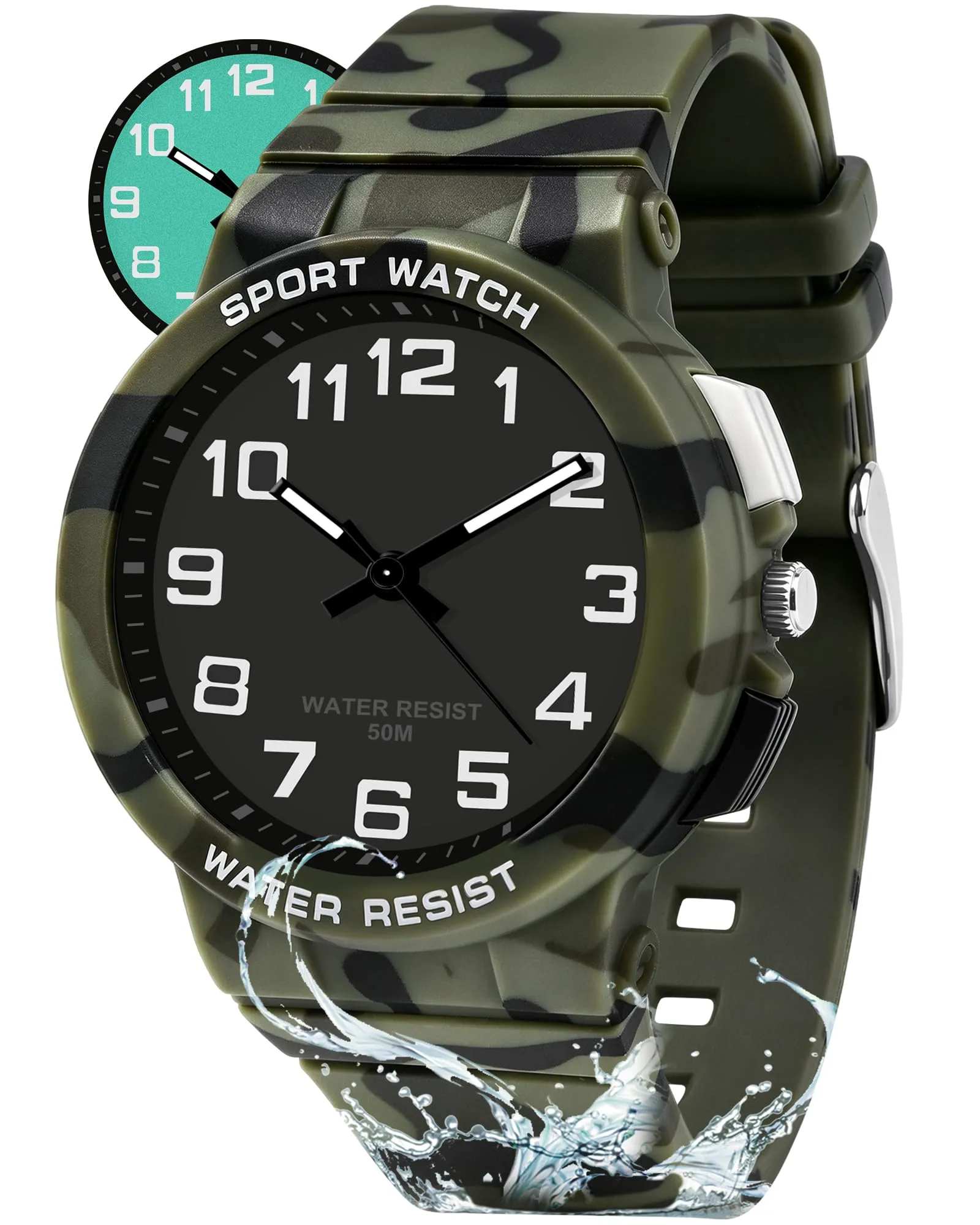Juboos Orologio Analogico Quarzo Impermeabile 50M con Luce per Bambini e Ragazzi 7-15 Anni - immagine 1