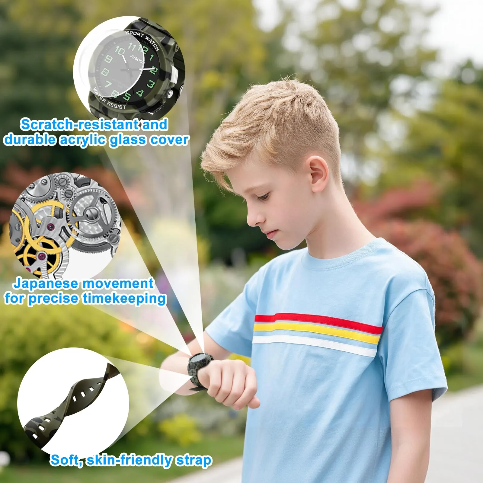 Juboos Orologio Analogico Quarzo Impermeabile per Bambini e Ragazzi 7-15 anni - immagine 6