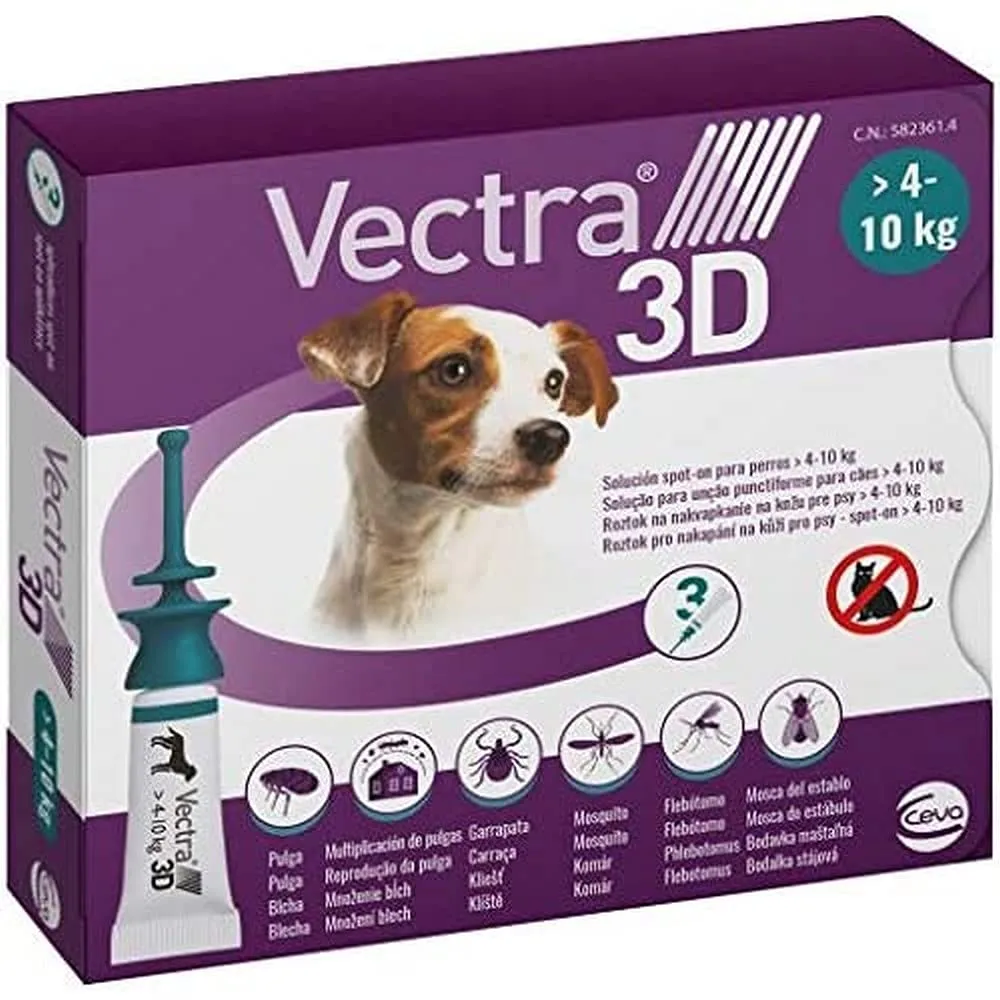Ceva Vectra 3D per cani di piccola taglia 4-10 kg, 3 pipette - immagine 1