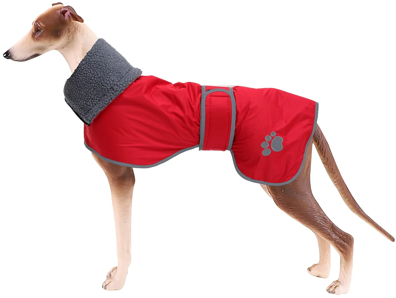 Geyecete Cappotto Impermeabile in Pile per Levrieri, Whippet e Lurcher - Rosso - M - immagine 1