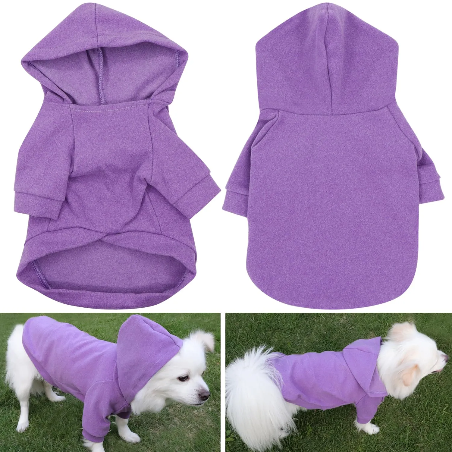 HuaLiSiJi Felpa con Cappuccio per Cani e Gatti, XL, Viola - immagine 3