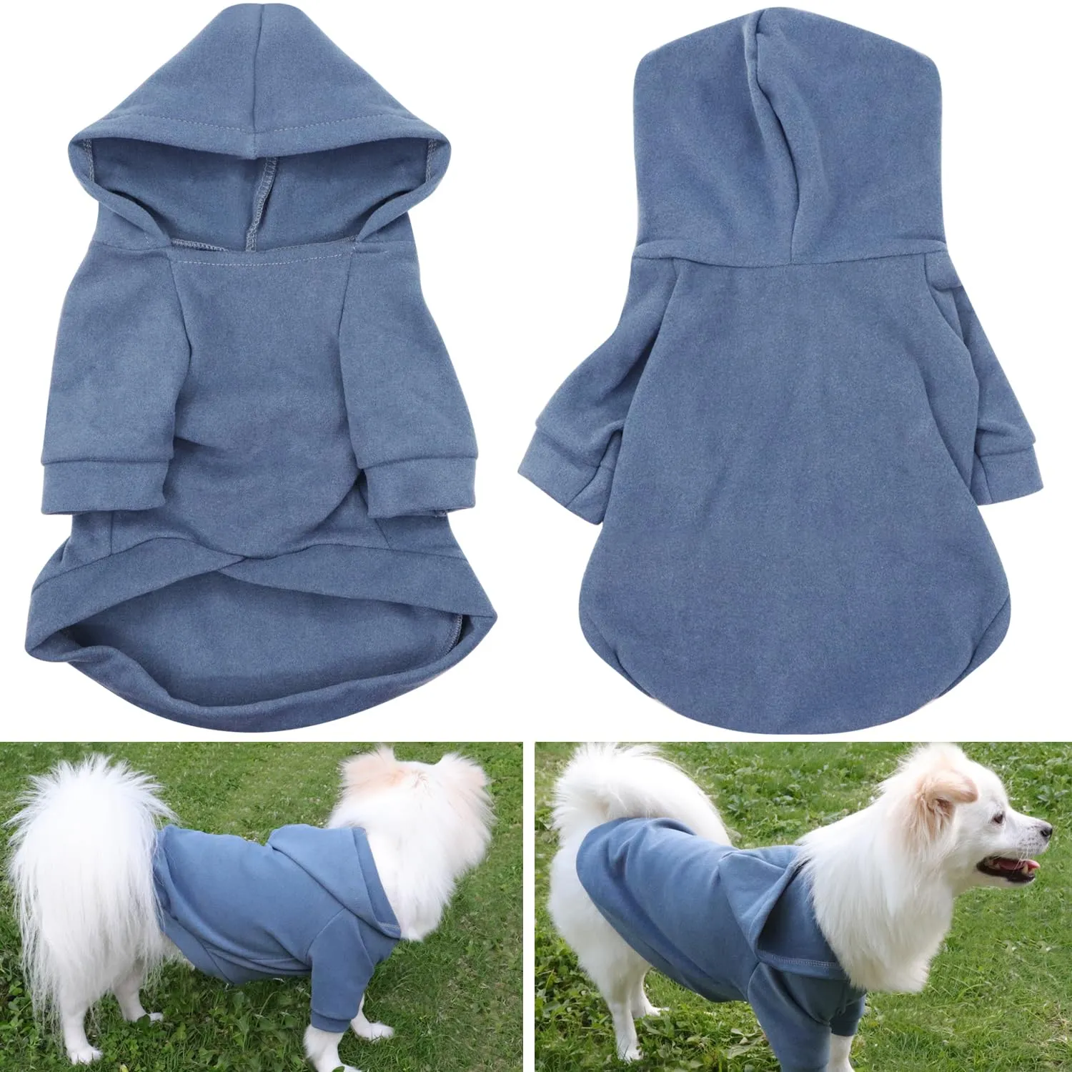HuaLiSiJi Felpa per Cani e Gatti, Taglia M, Nero+Blu Foschia - immagine 3