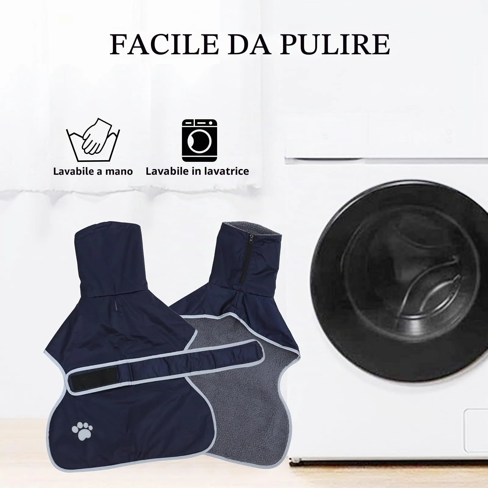 Geyecete Greyhound Cappotto Invernale Impermeabile con Interno in Velluto, Blu Navy, XS - immagine 4