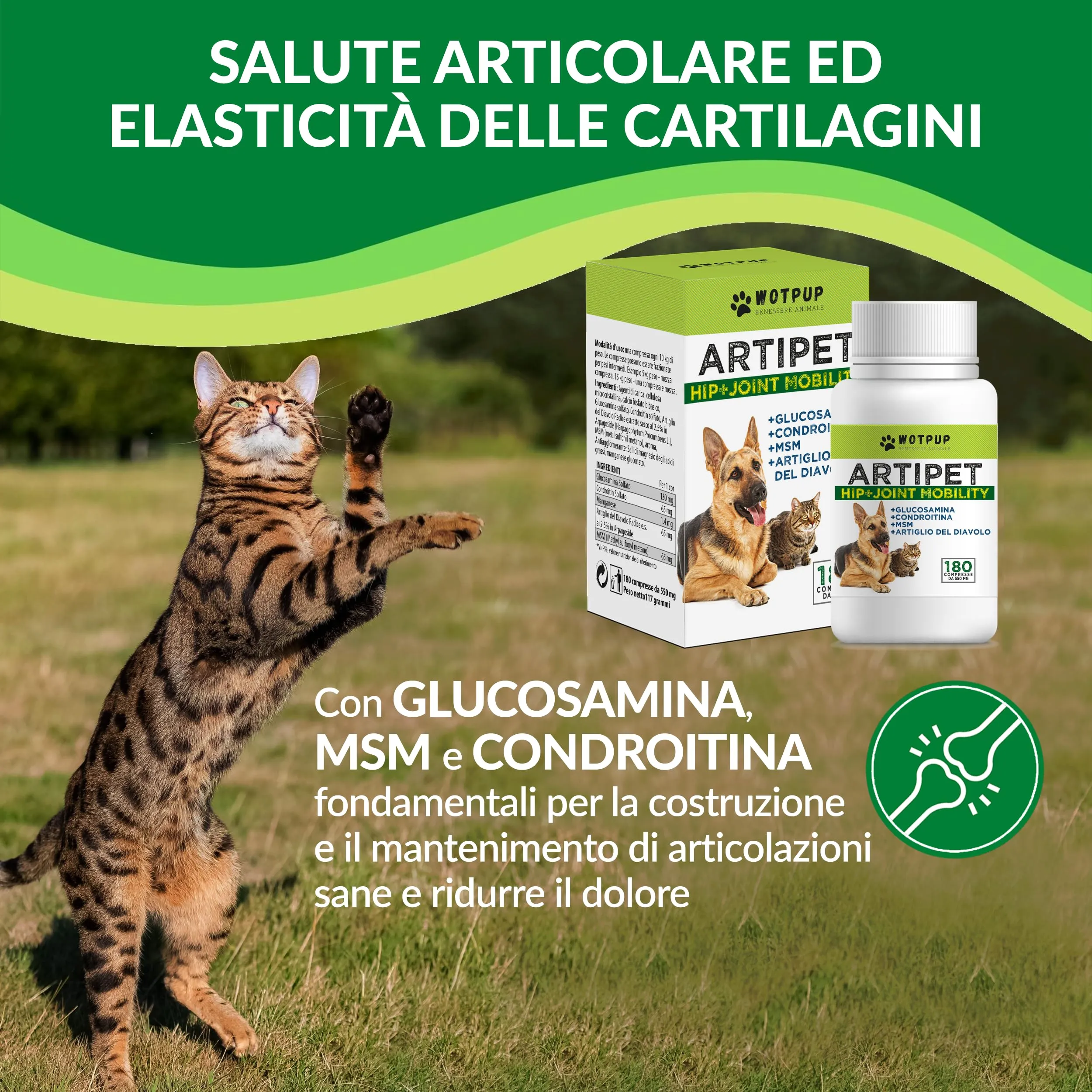 LA.GA Artipet Integratore per Articolazioni Cani e Gatti, 180 Compresse da 550mg con MSM, Artiglio del Diavolo, Condroitina e Glucosamina - immagine 4
