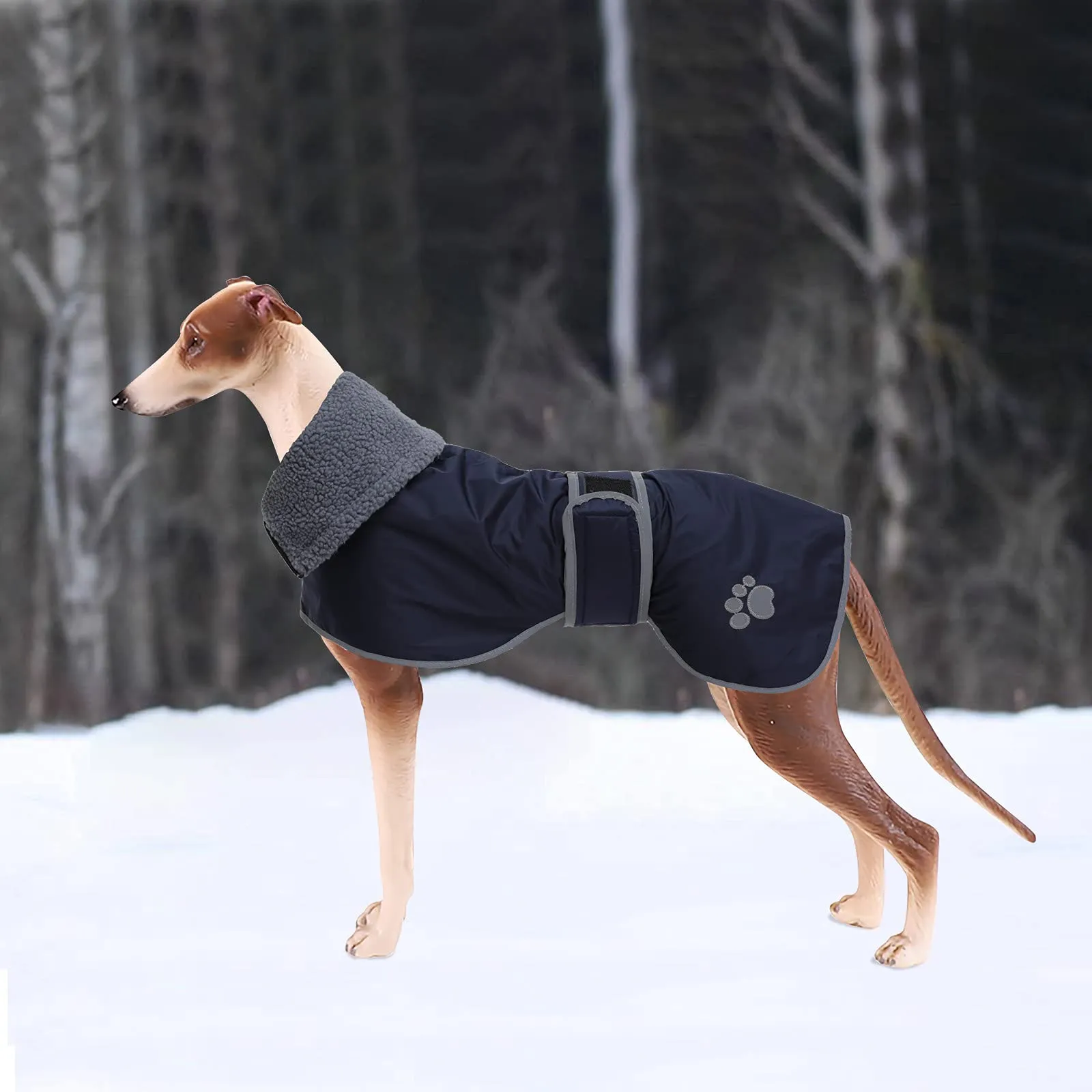 Geyecete Cappotto Impermeabile in Pile per Levrieri, Whippet e Lurcher, Blu Navy, S - immagine 5