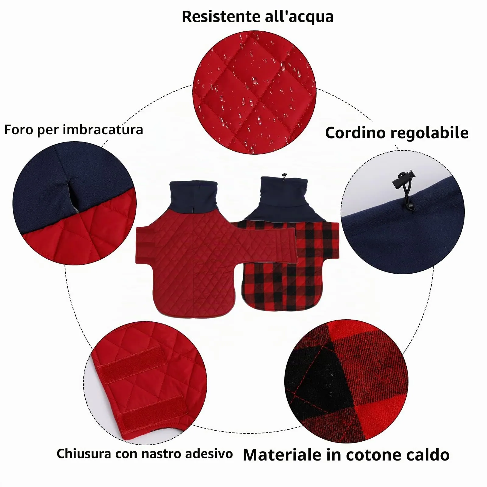 Geyecete Cappotto Invernale Impermeabile e Antivento per Bassotto, Rosso, L - immagine 2