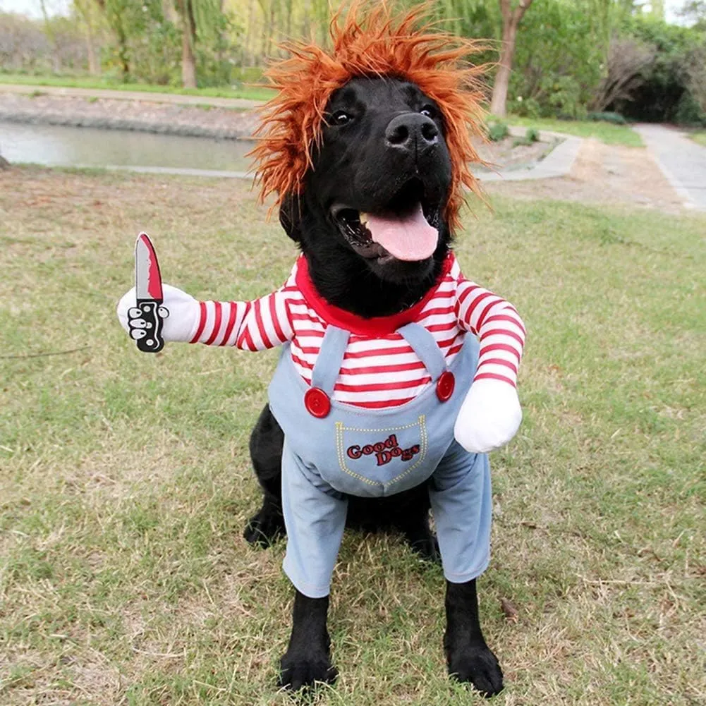 Bprtcra Deadly Bambola Costume per Cane con Cappello, Halloween e Natale, Taglia S - immagine 7