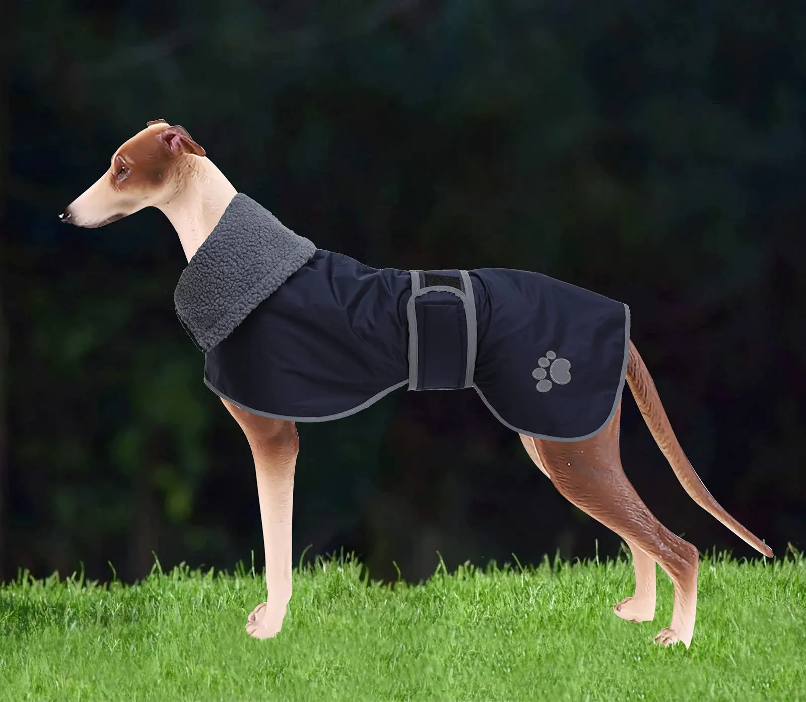 Geyecete Cappotto Impermeabile in Pile per Levrieri, Whippet e Lurcher - Blu Navy - XXXL - immagine 7