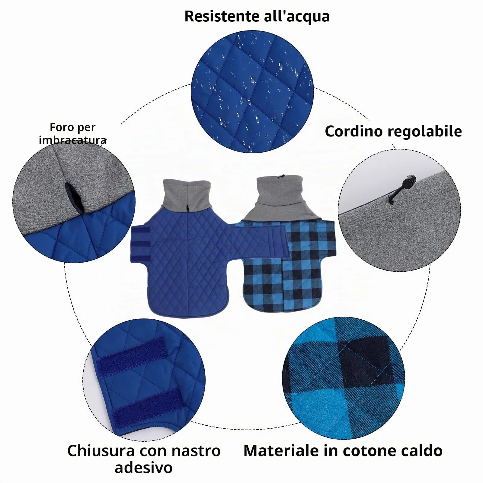 Geyecete Cappotto Invernale Impermeabile e Antivento per Bassotto, Blu, L - immagine 2