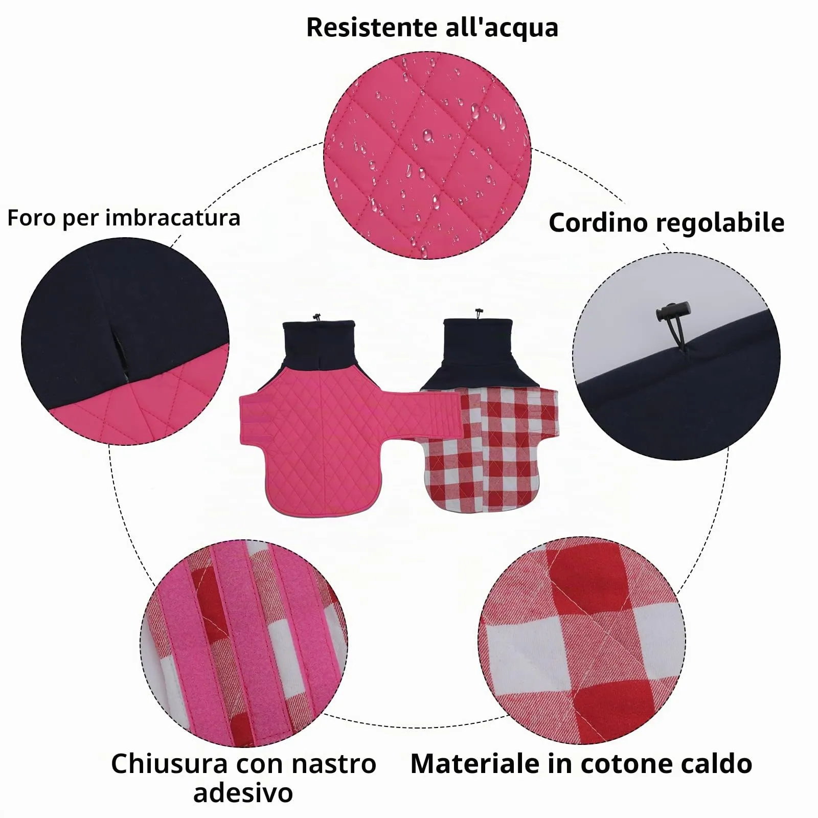 Geyecete Cappotto Invernale Impermeabile e Antivento per Bassotto, Rosa, XL - immagine 3