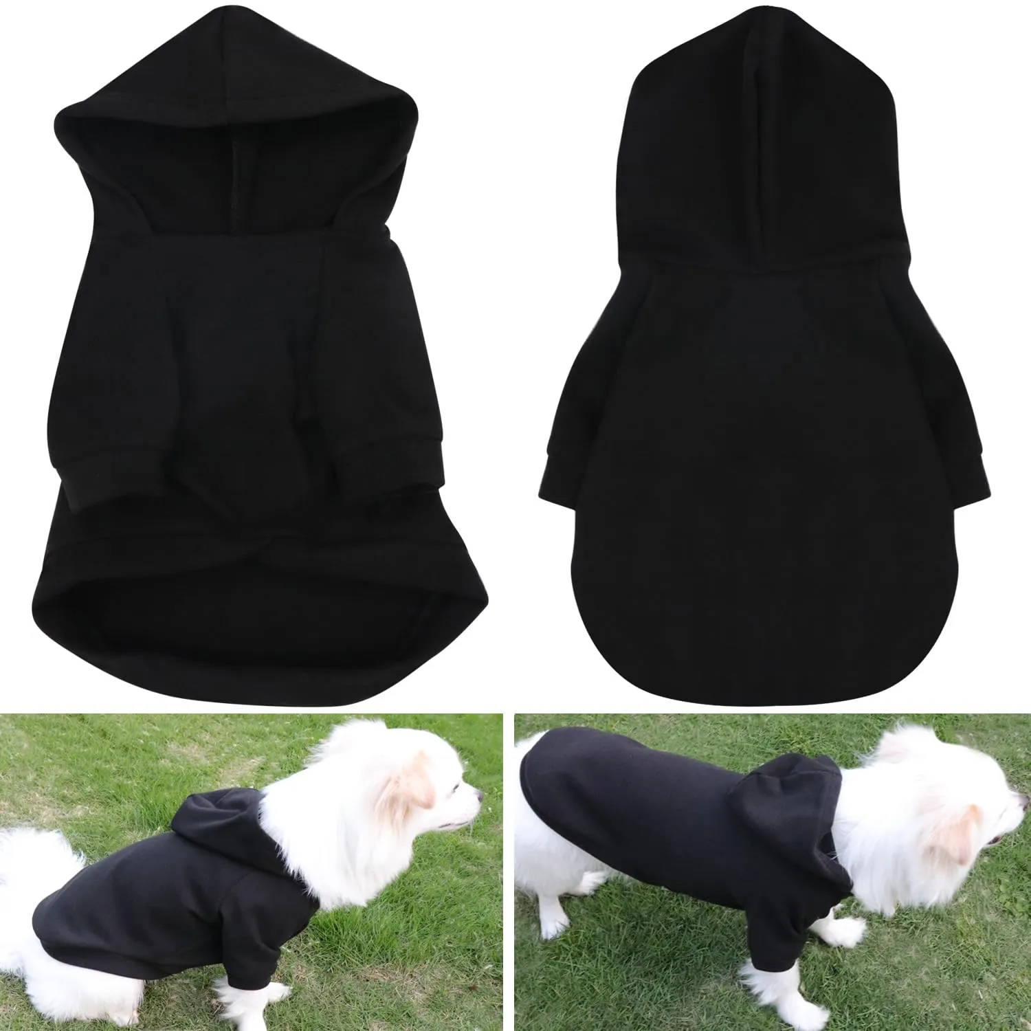 HuaLiSiJi Felpa con Cappuccio per Cani e Gatti, Nero, S - immagine 3