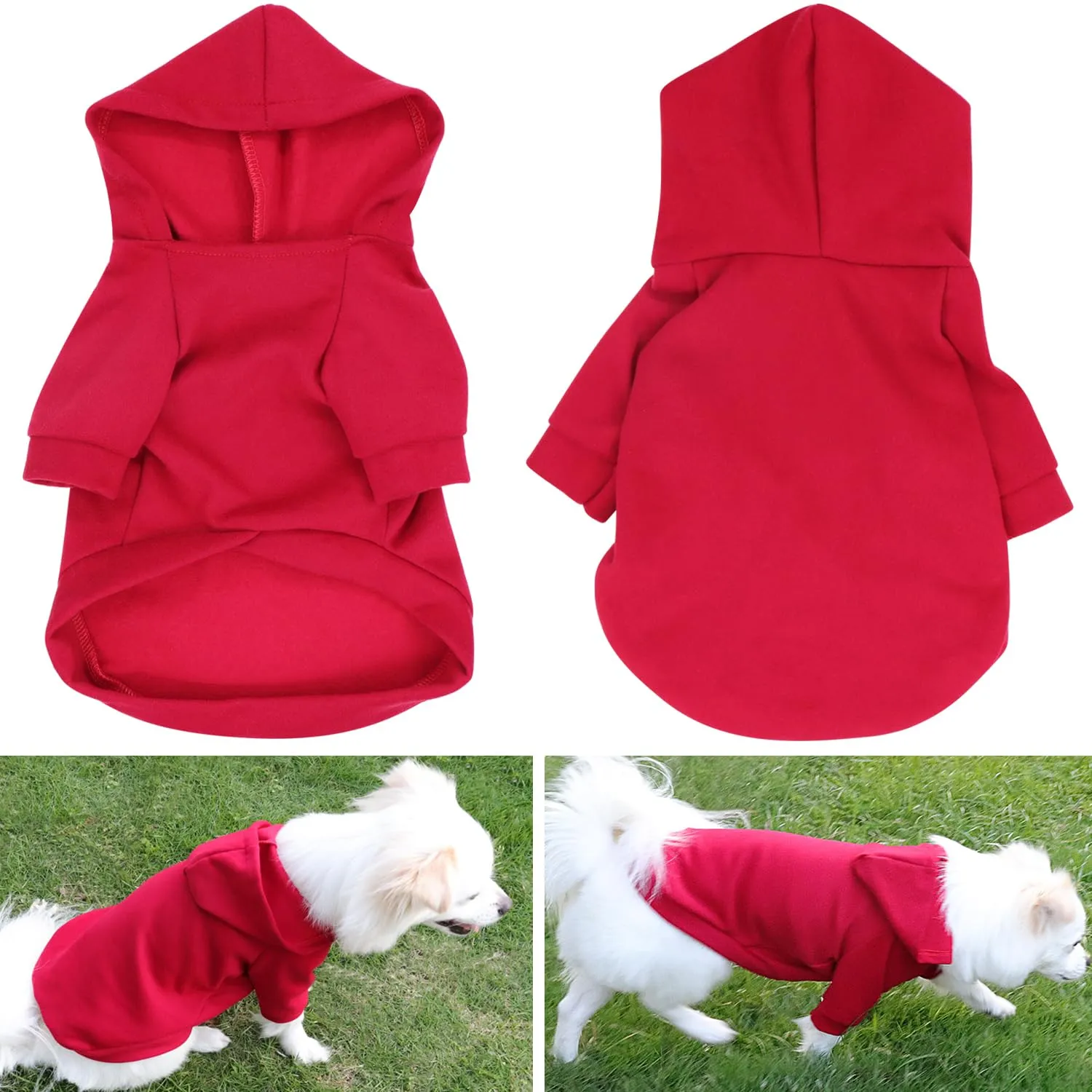 HuaLiSiJi Felpa con Cappuccio per Cani e Gatti, Rosso, XXL - immagine 3