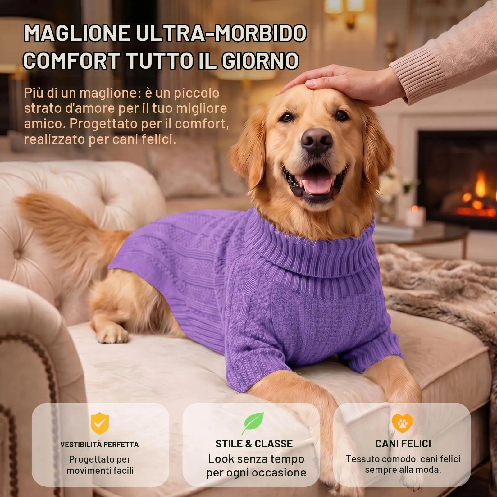 Queenmore Maglione per Cani, Violetto, M - immagine 6