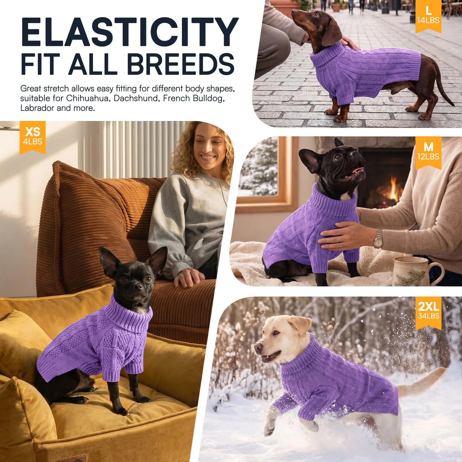 Queenmore Maglione per Cani, Violetto, M - immagine 7
