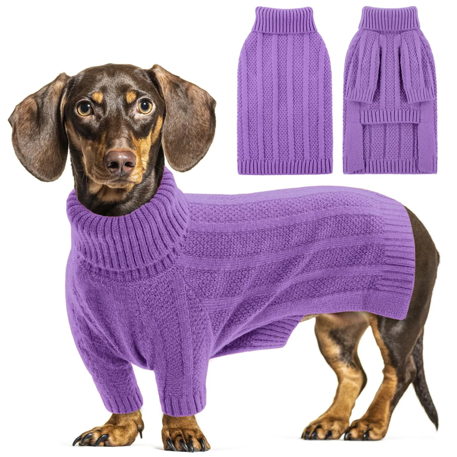 Queenmore Maglioncino per Cani Piccoli, Collo Alto, Violetto, S - immagine 1