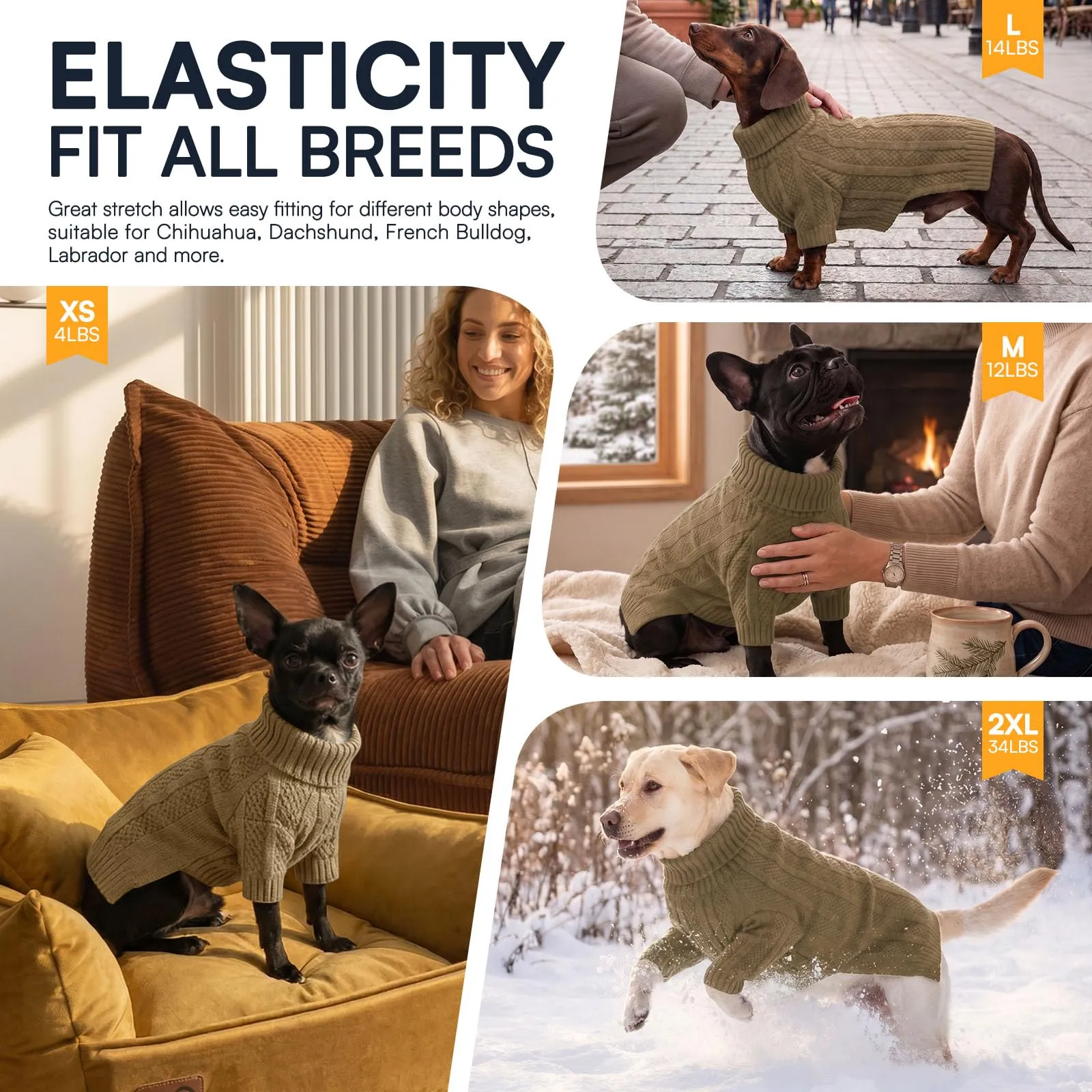 Queenmore Maglione per Cane, Cammello, M - immagine 7